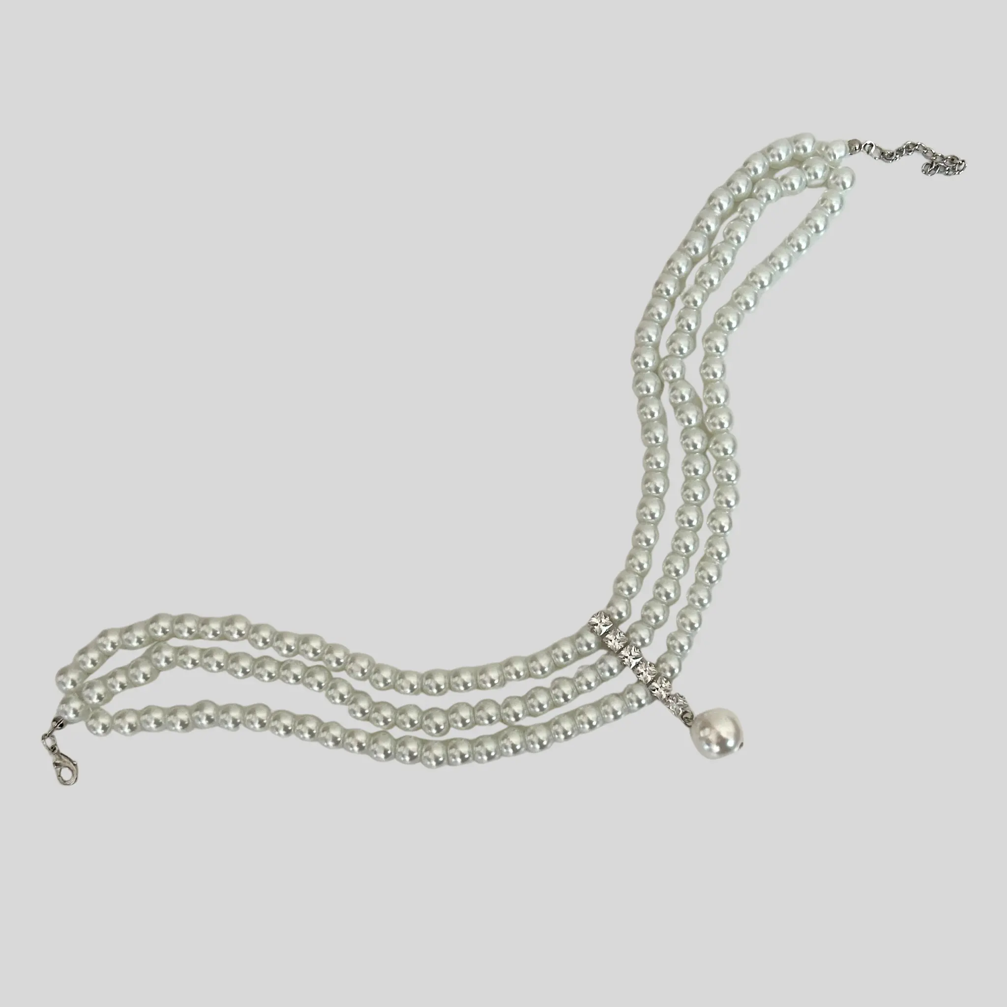 Zirkon Taşlı Cam ve Mayorka İnci Choker Kolye