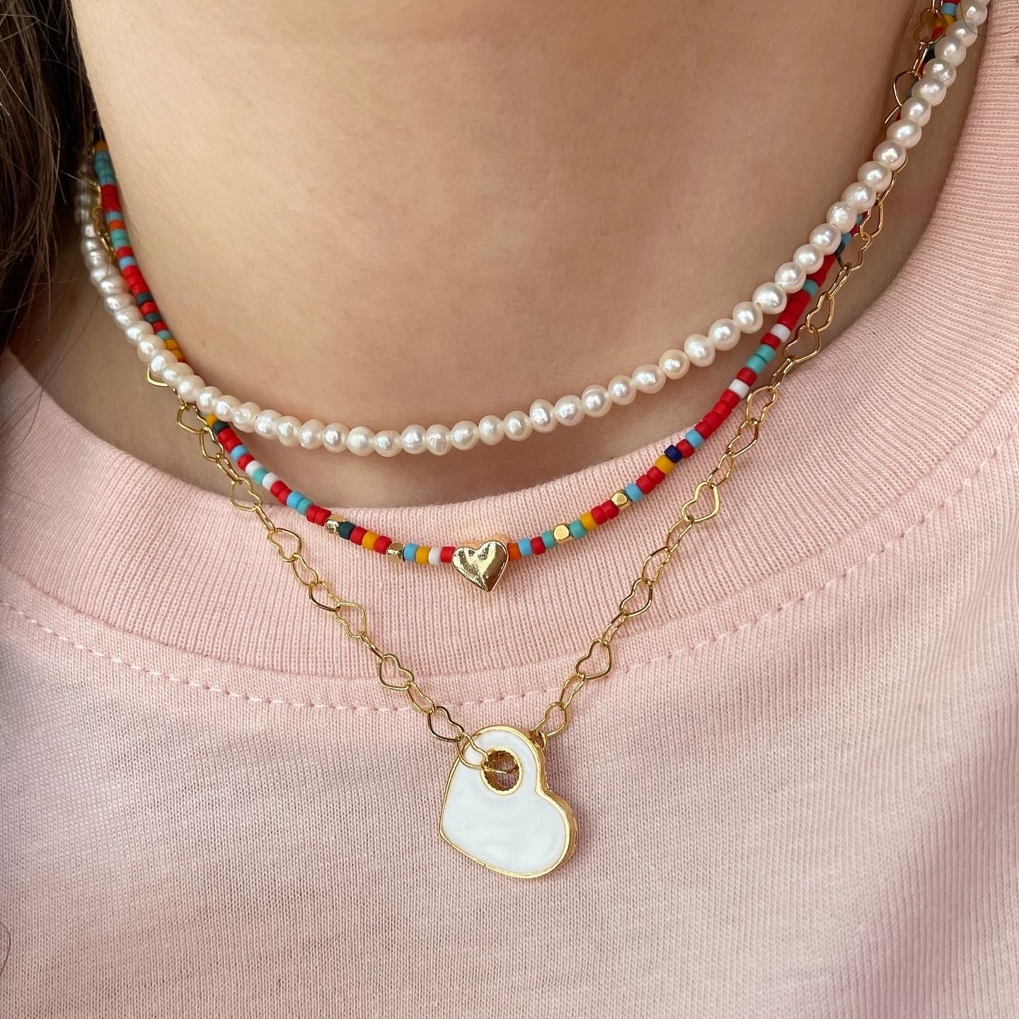 Rengarenk Afgan Boncuklu Minimal Kolye