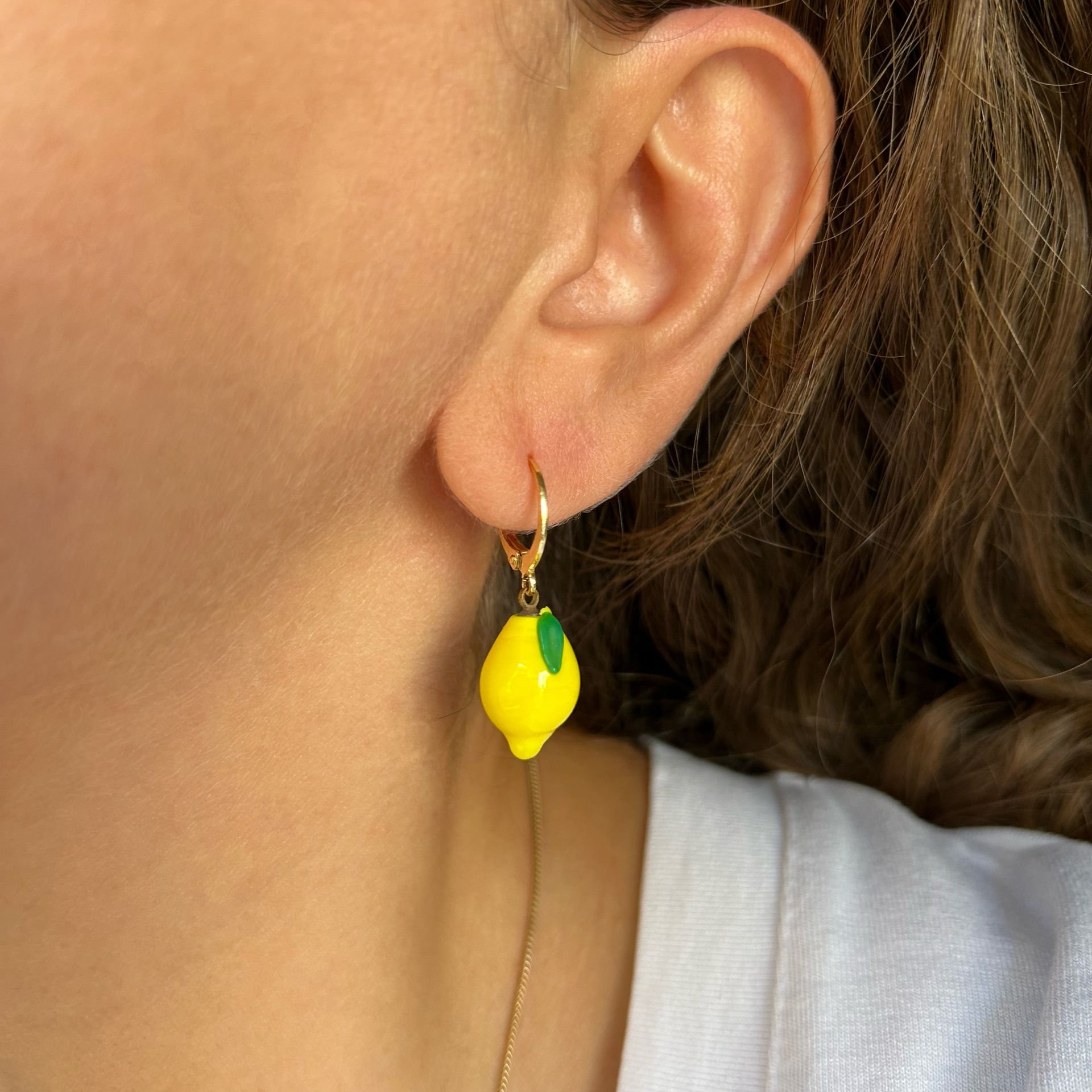 Murano Cam Limon Küpe