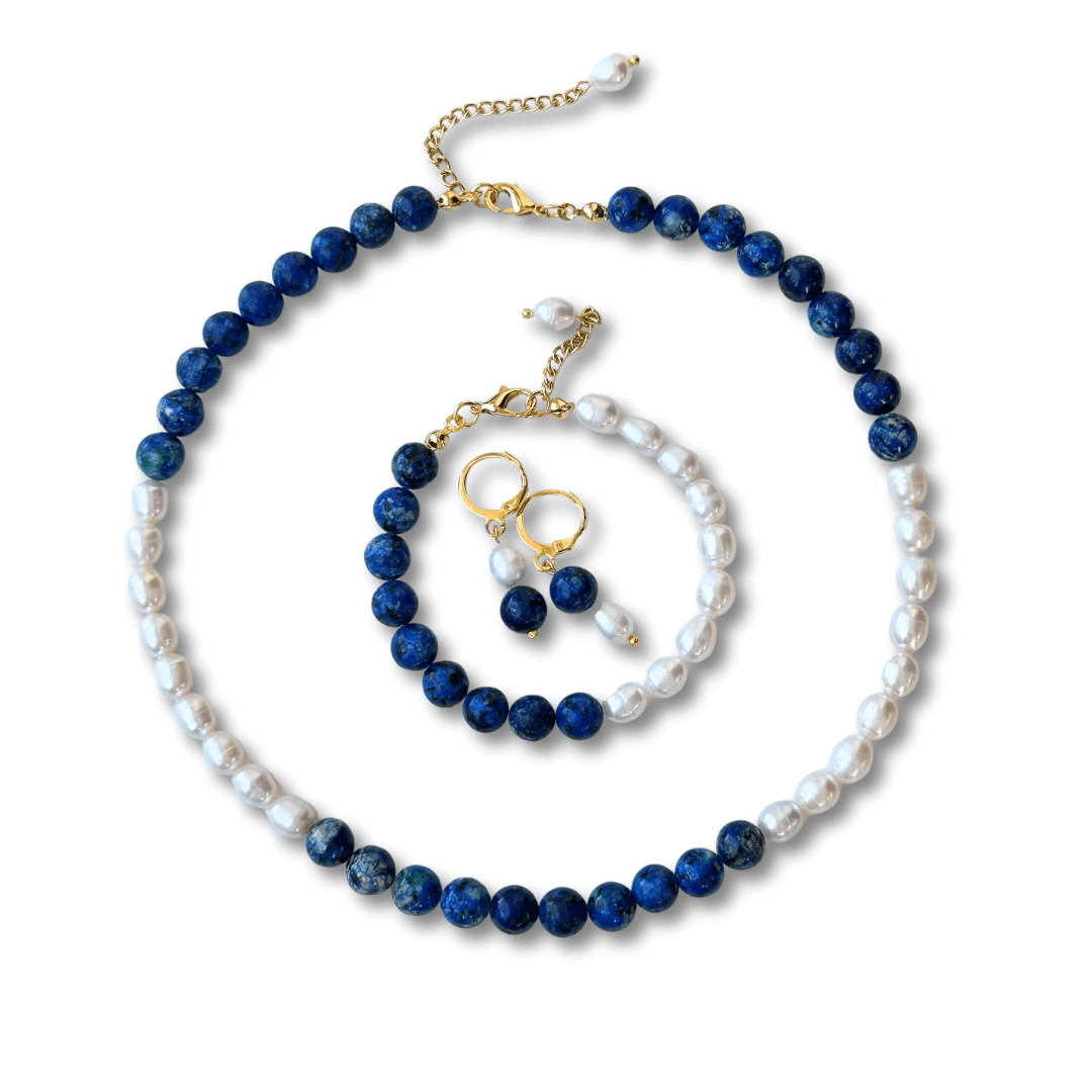 Lapis Lazuli Taşlı Arpa İnci Kolye