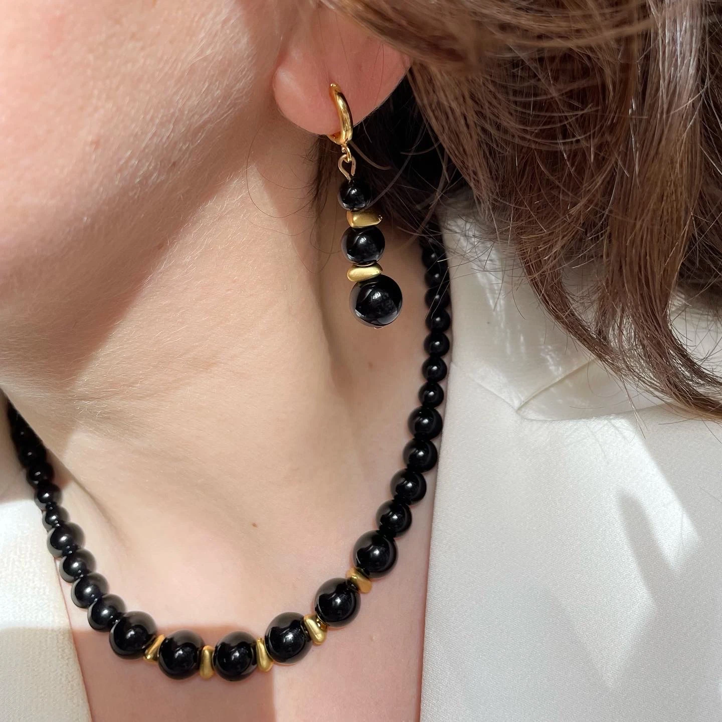 Doğal Oniks Taşlı Küpe 