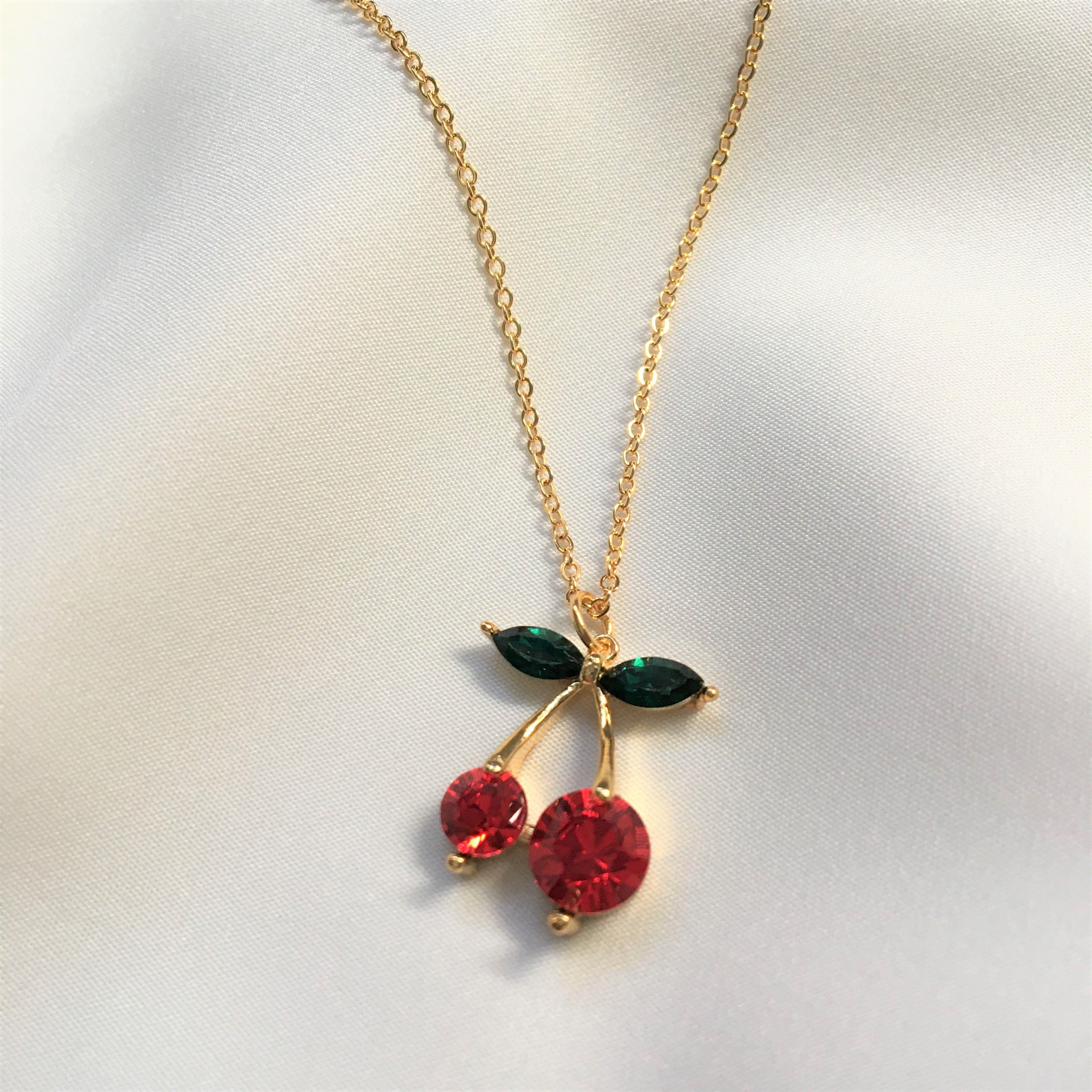 Swarovski Taşlı Kiraz Kolye