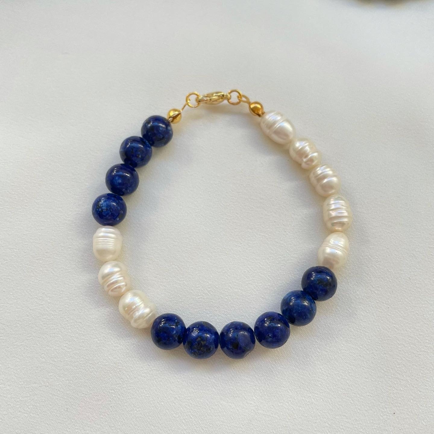 Lapis Lazuli Taşlı Arpa İnci Bileklik