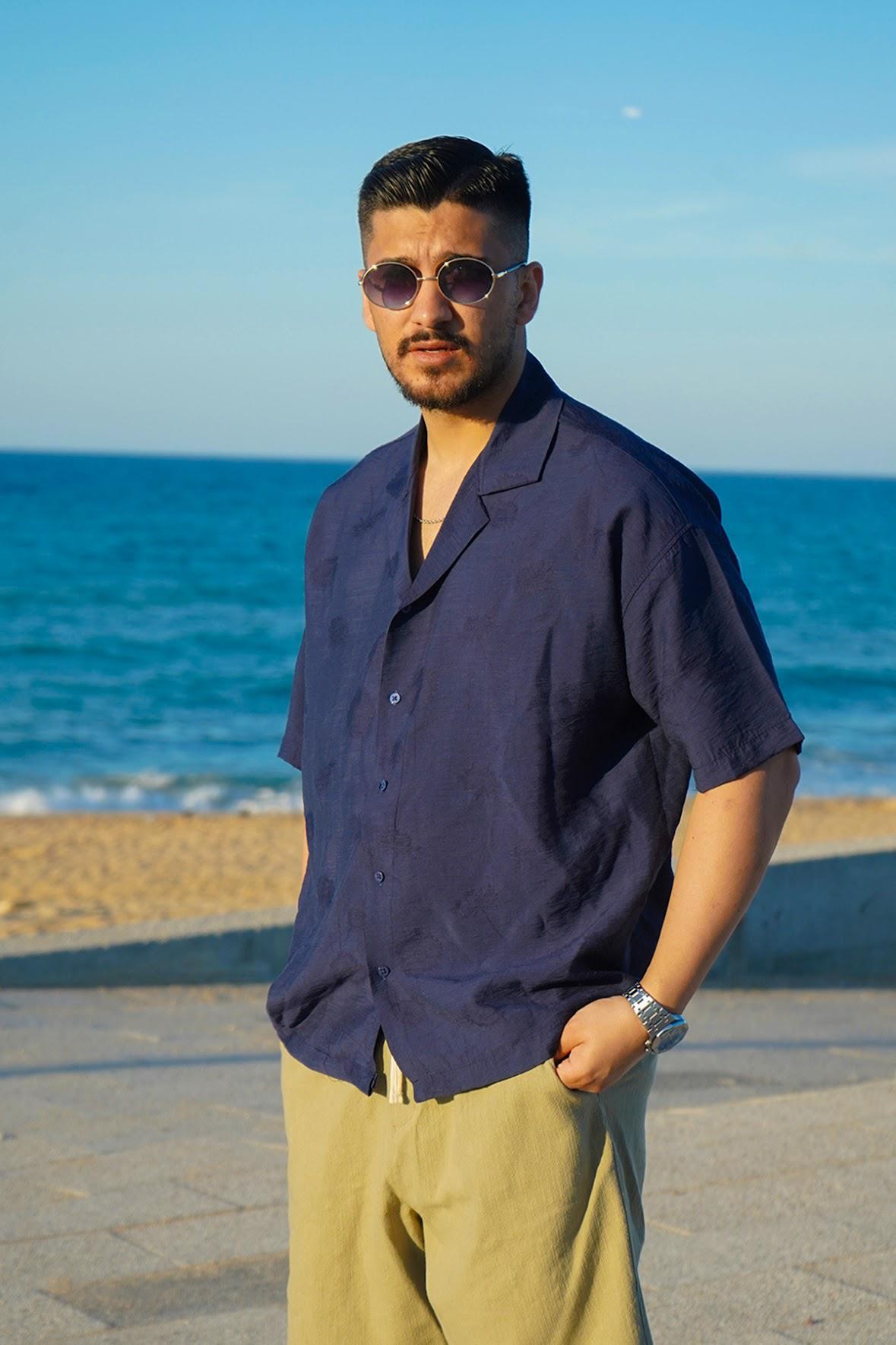 Lacivert Yazlık Oversize Gömlek 