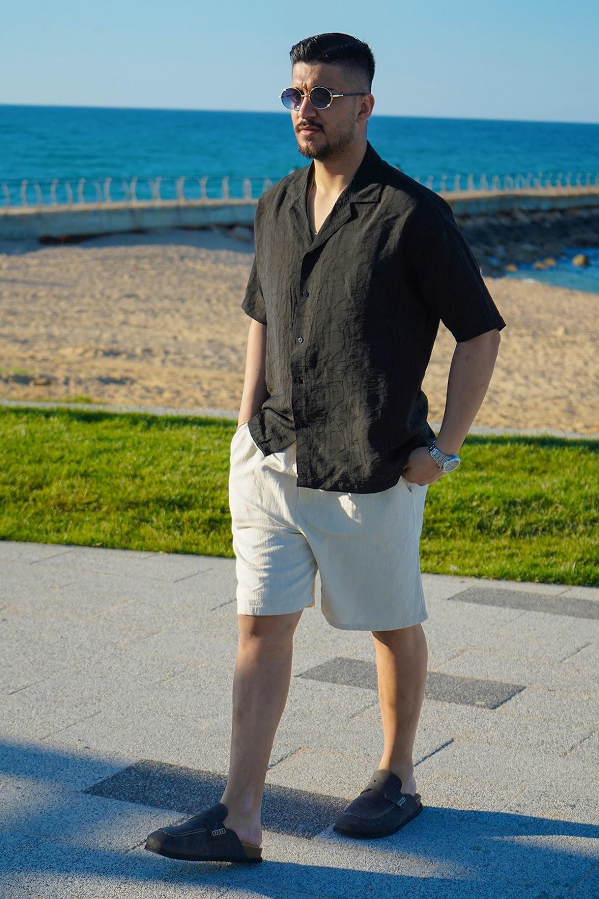 Siyah Yazlık Oversize Gömlek 