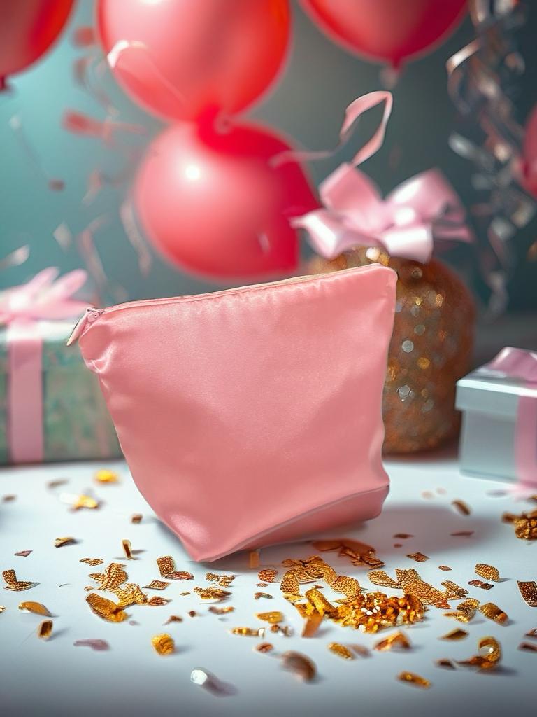 PEMBE SATEN MAKYAJ ÇANTASI