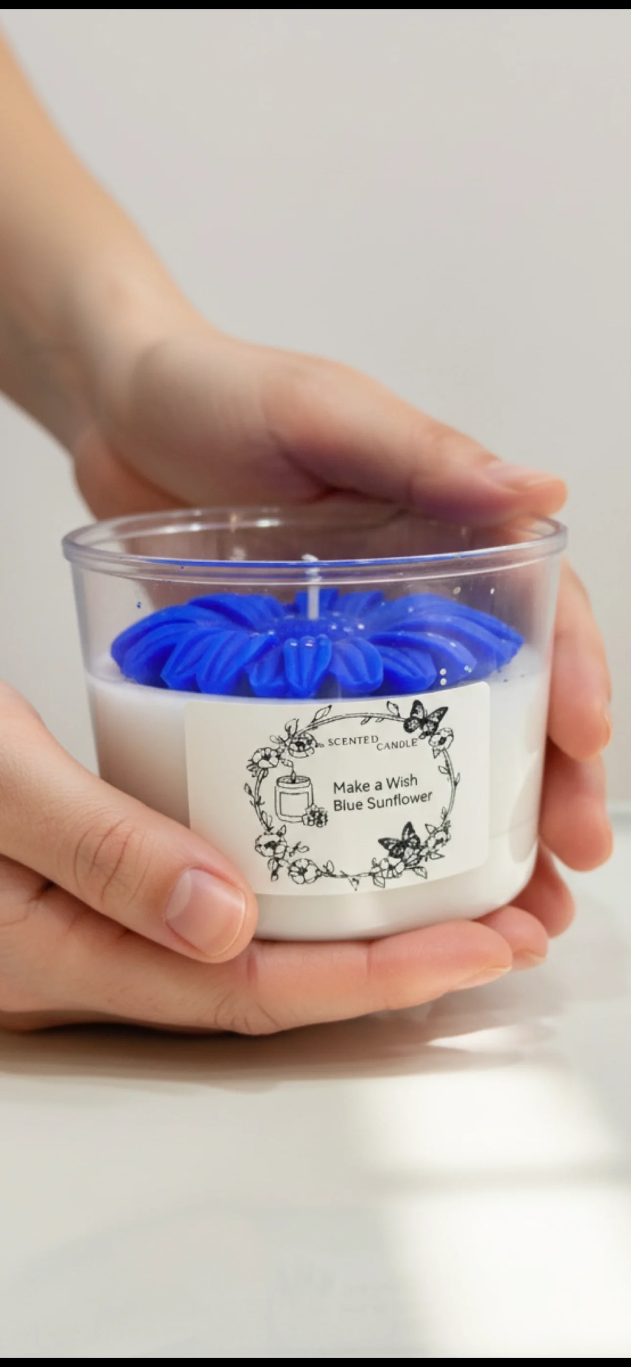 BLUE SUNFLOWER / BİR DİLEK TUT MAVİ PAPATYA MUM