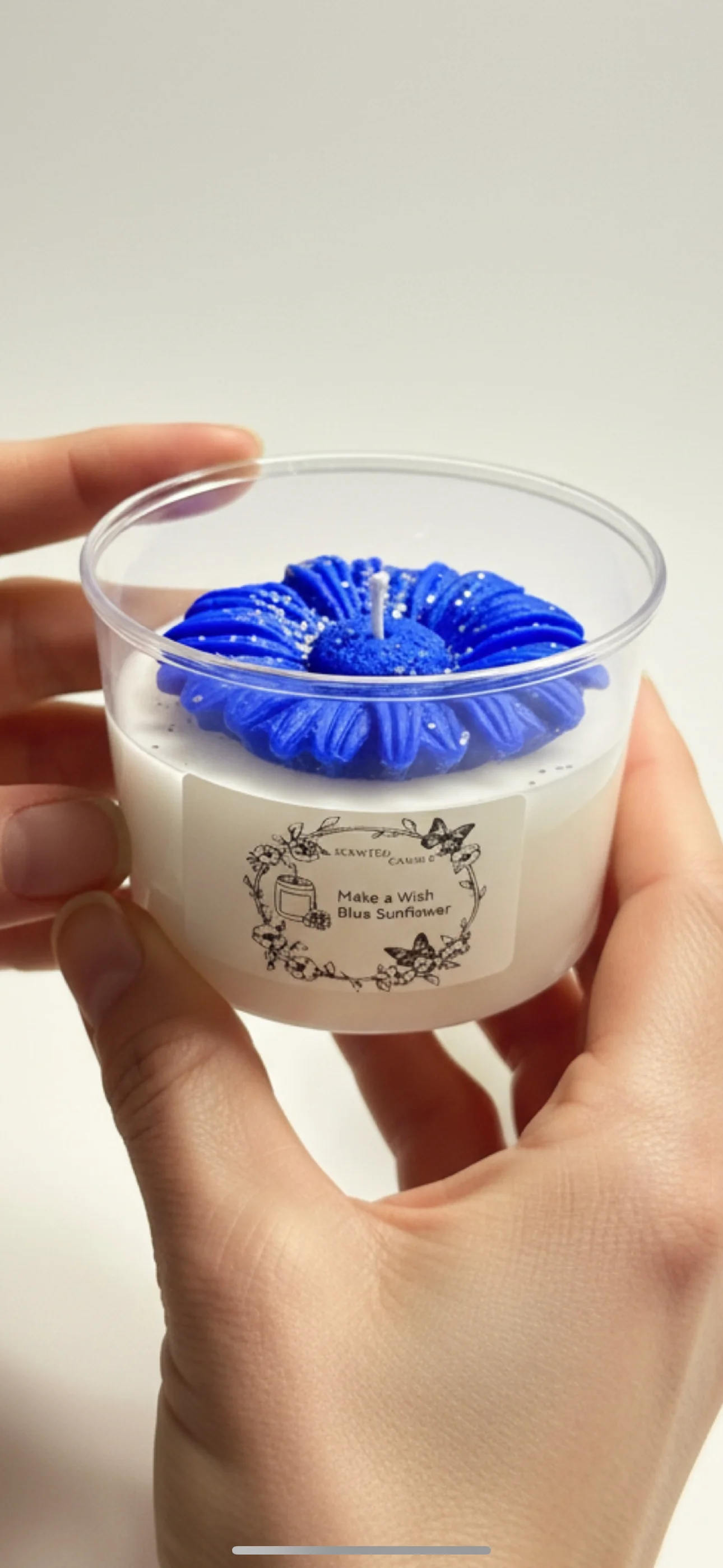 BLUE SUNFLOWER / BİR DİLEK TUT MAVİ PAPATYA MUM