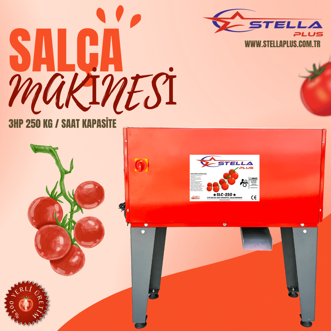Stella Plus SLC-250 3HP 250 KG / Saat Kapasiteli Salça Makinesi