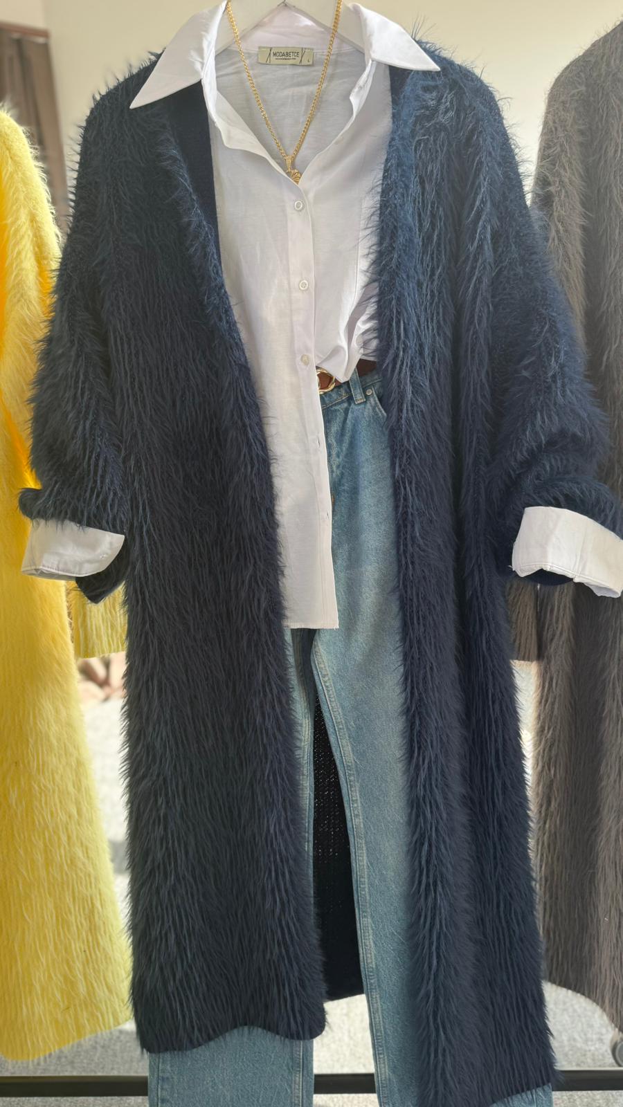 Defile uzum hırka lacivert