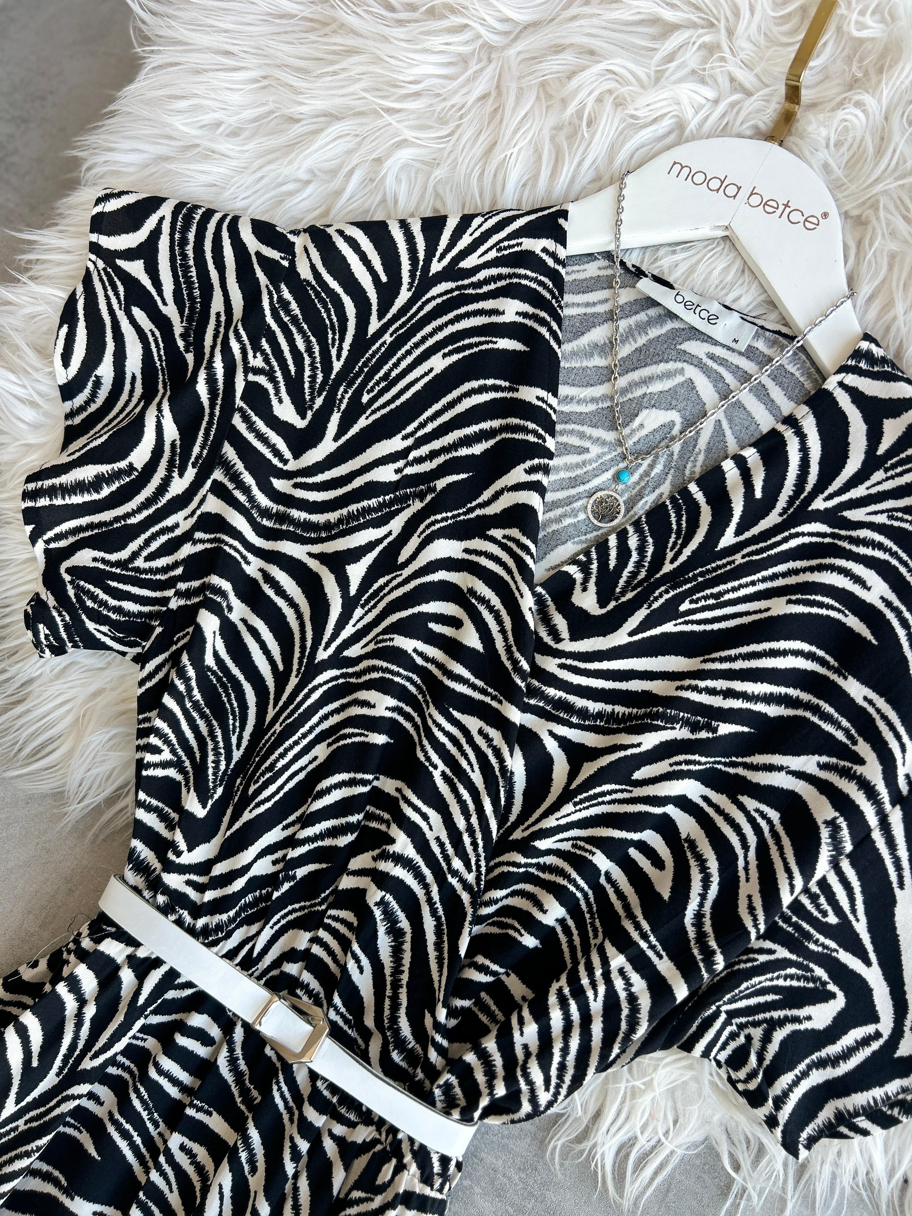 Kruvaze yaka Yeni zebra 2 Elbise 