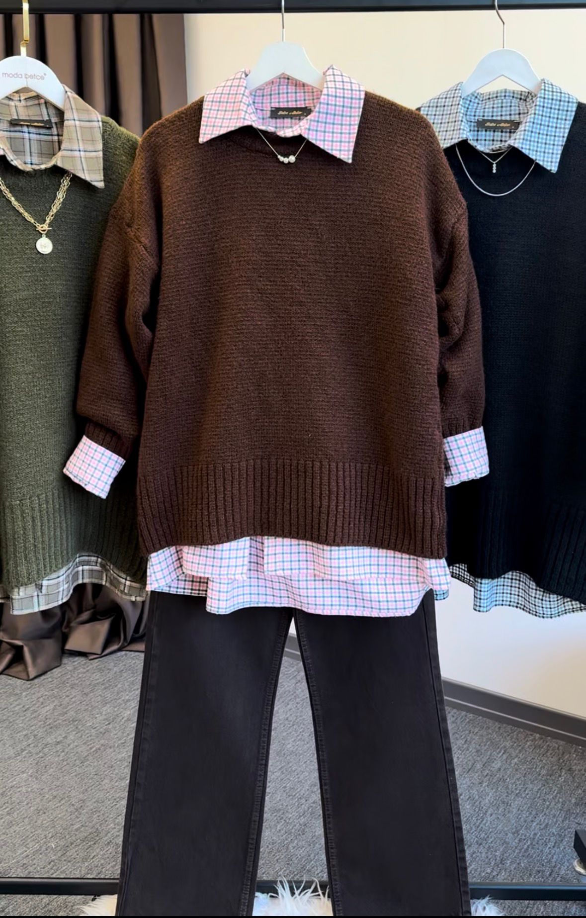 Massm Dutti standart yün kazak kahverengi