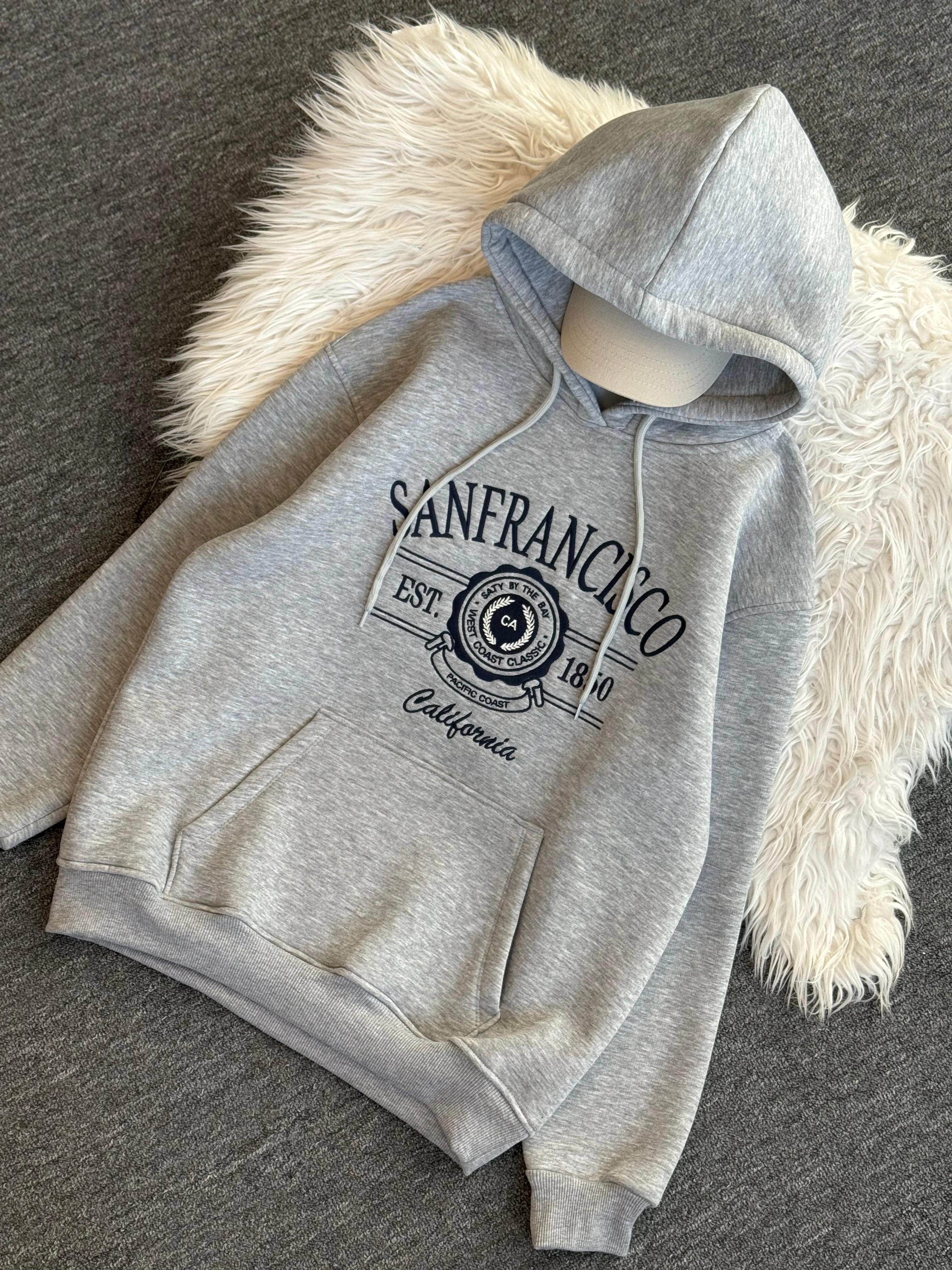 Sanfırancısco nakışlı sweatshirt Gri