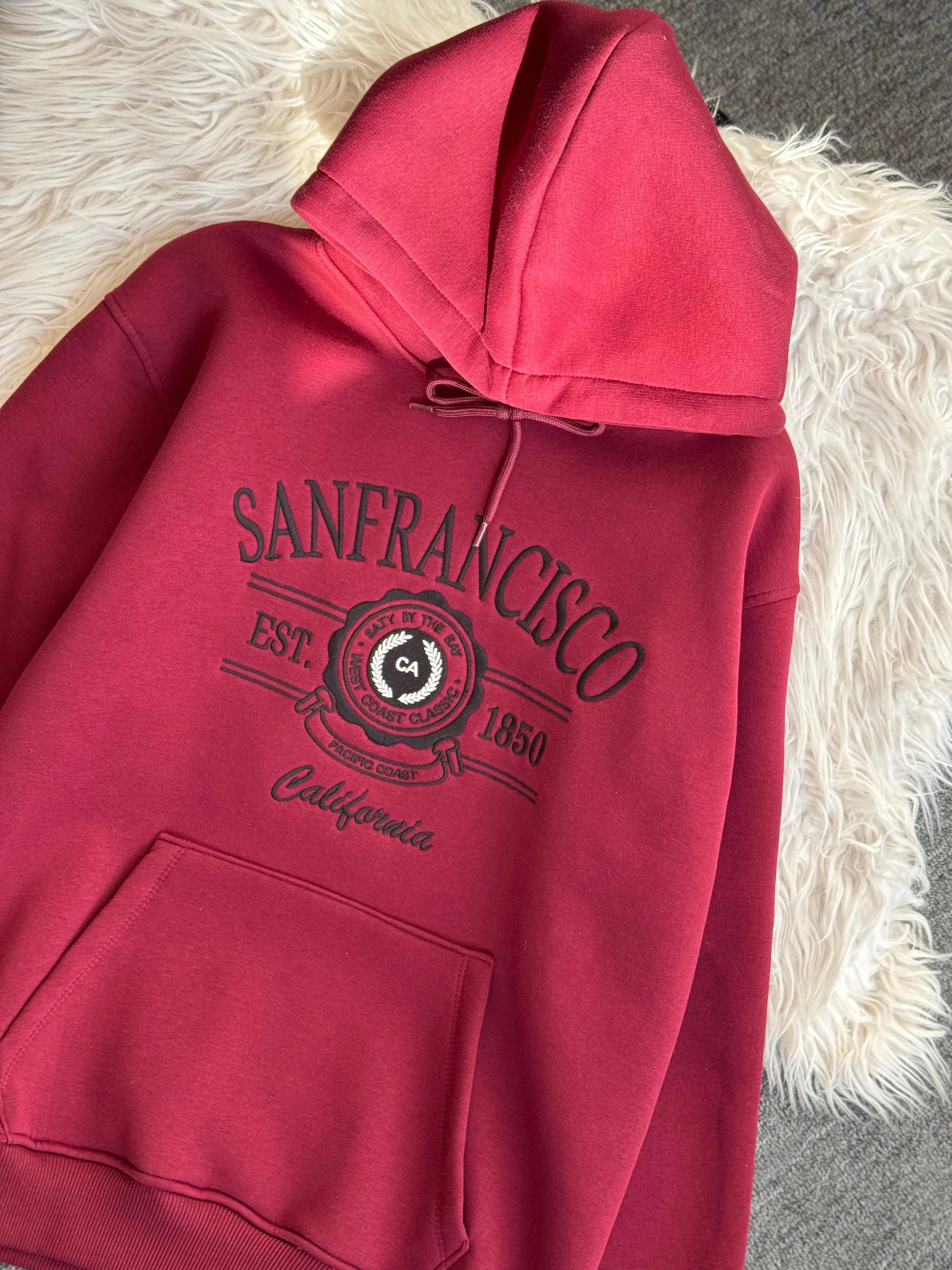 Sanfırancısco nakışlı sweatshirt Bordo