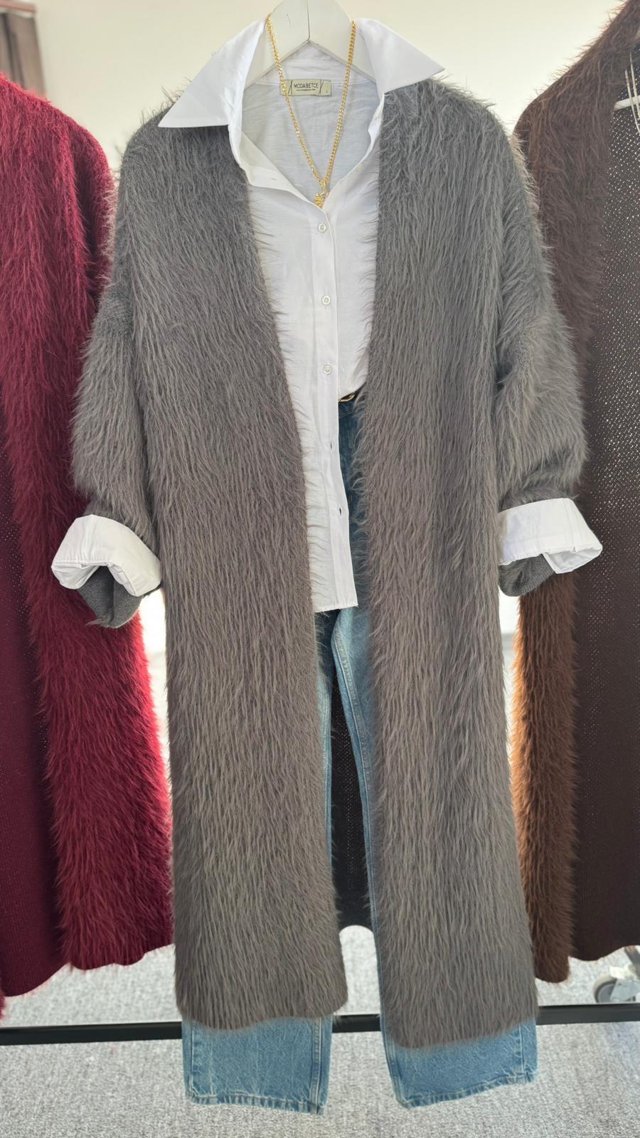 Defile uzum hırka GRİ