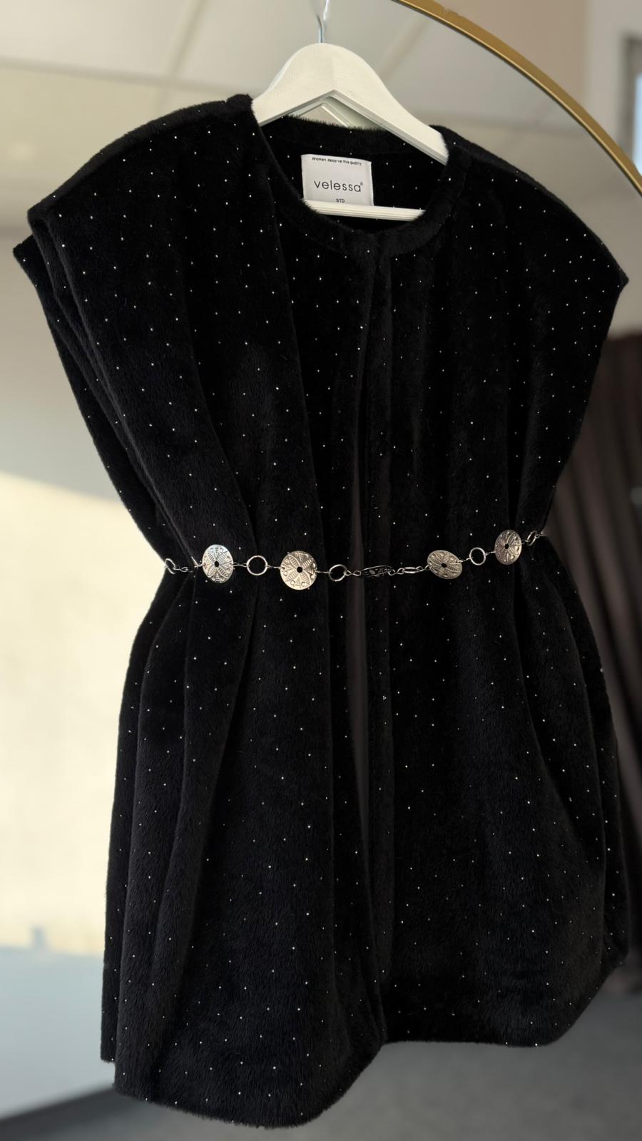 Vanesa diamond detaylı kaşmir yelek Siyah