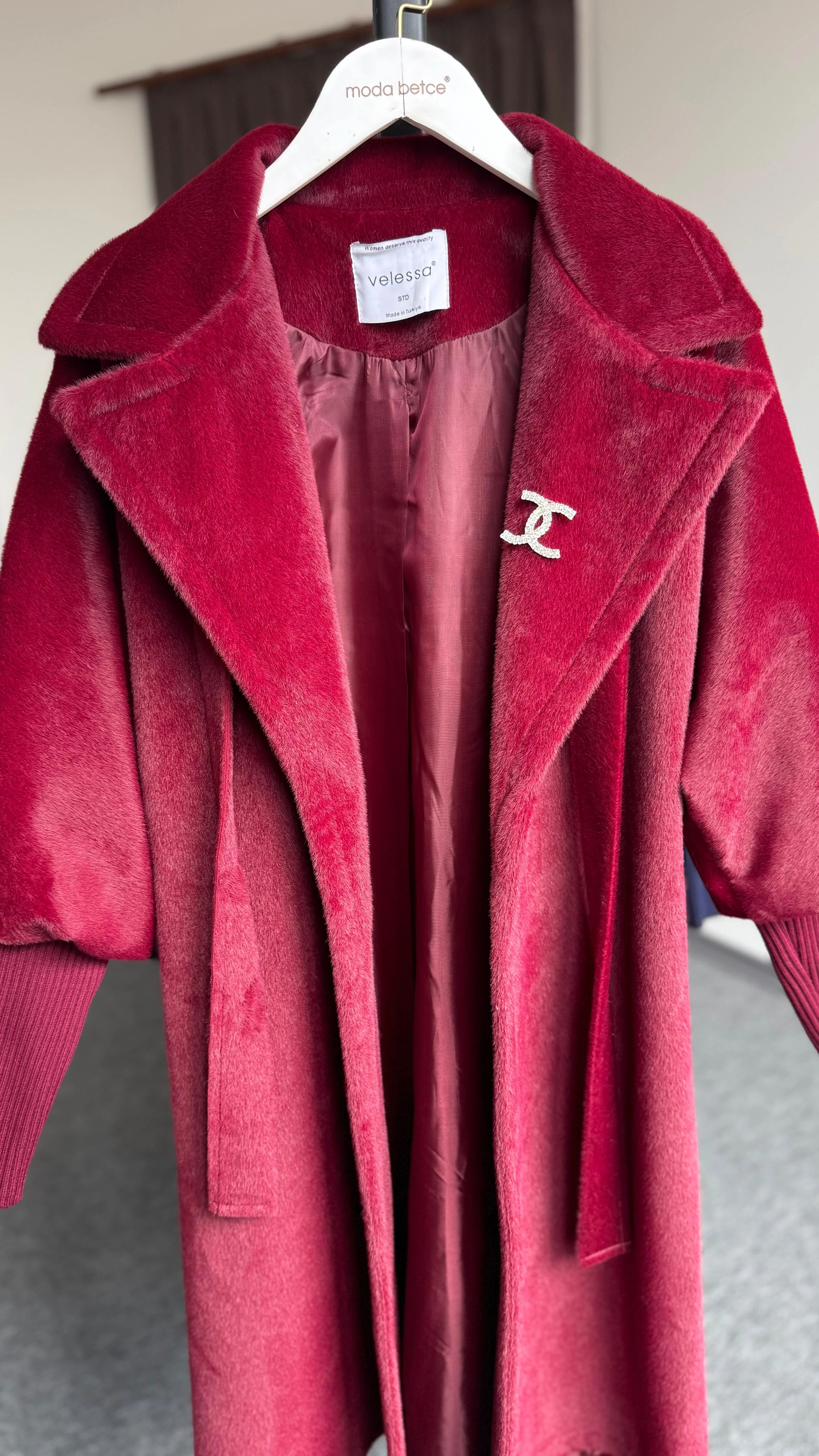 Fox kaşmir  kaban Bordo