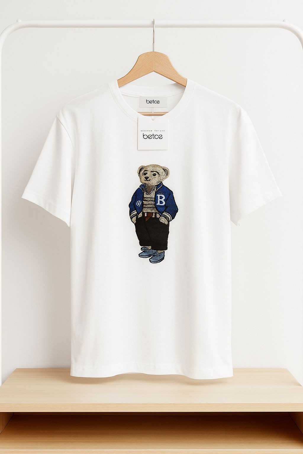 Bear nakışlı tshirt 2 BEYAZ