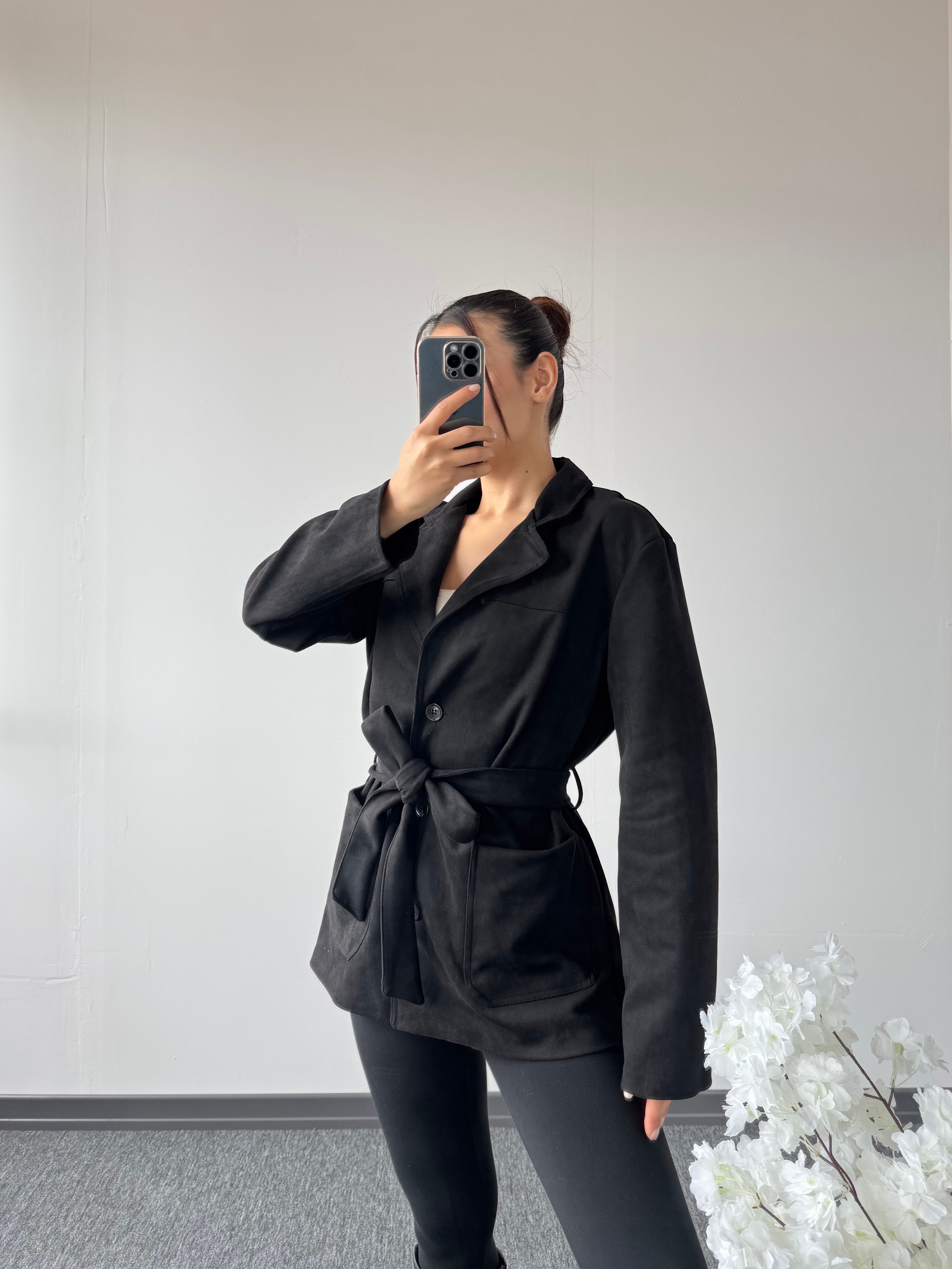 Süet Berry Spor Ceket Siyah