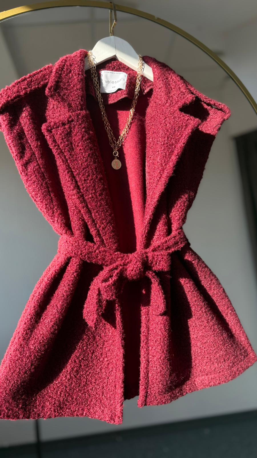 Lora Buklet yelek bordo