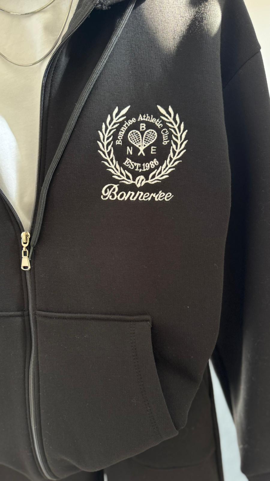 Bonneriee Nakışlı hırka eşofman takım  Siyah