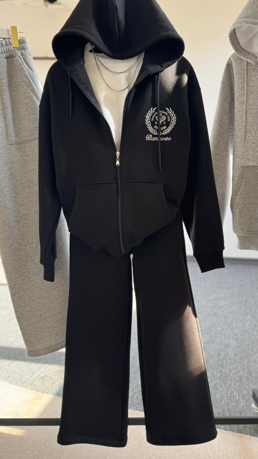 Bonneriee Nakışlı hırka eşofman takım  Siyah