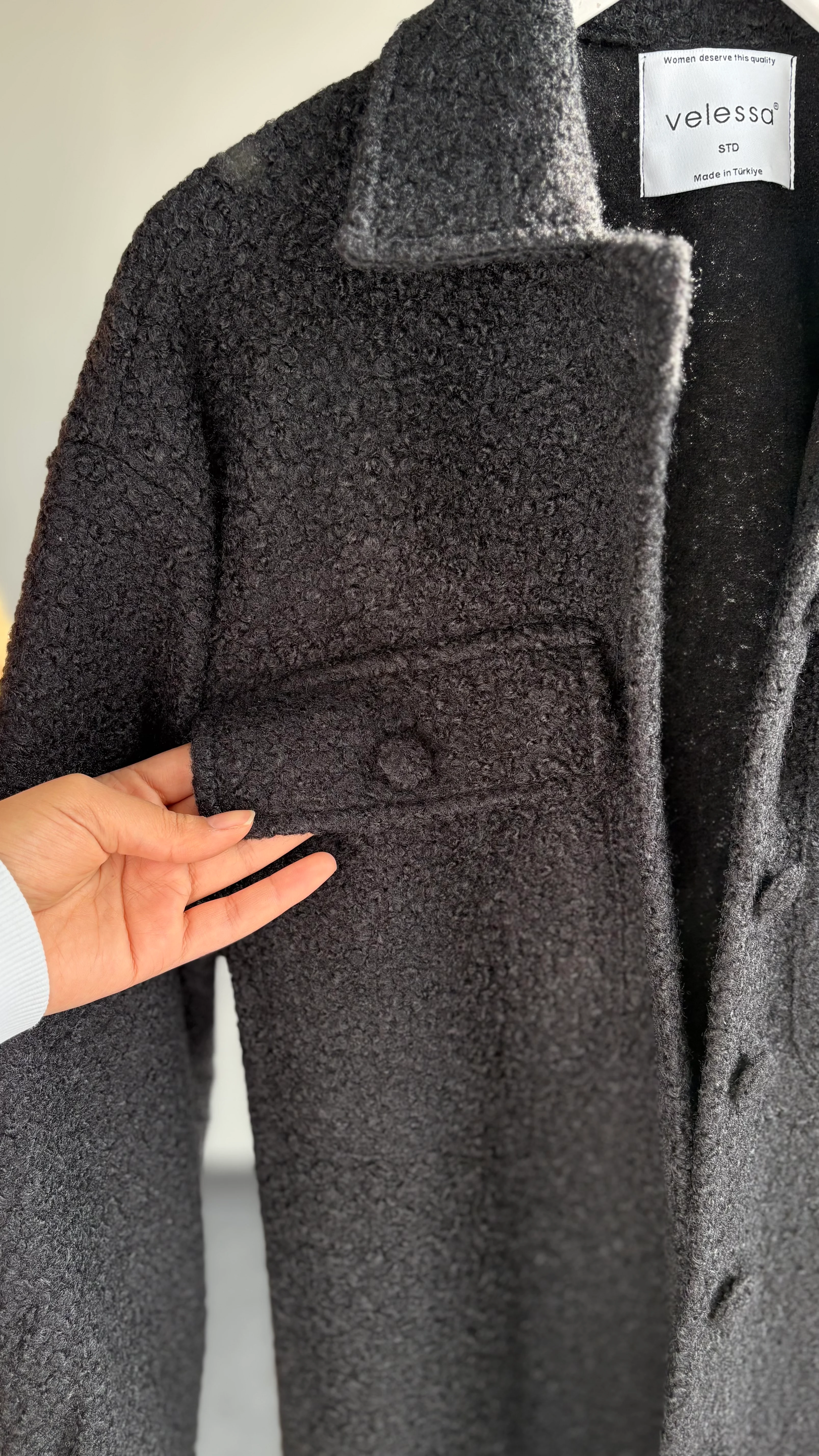 Yeni düz buklet gömlek siyah