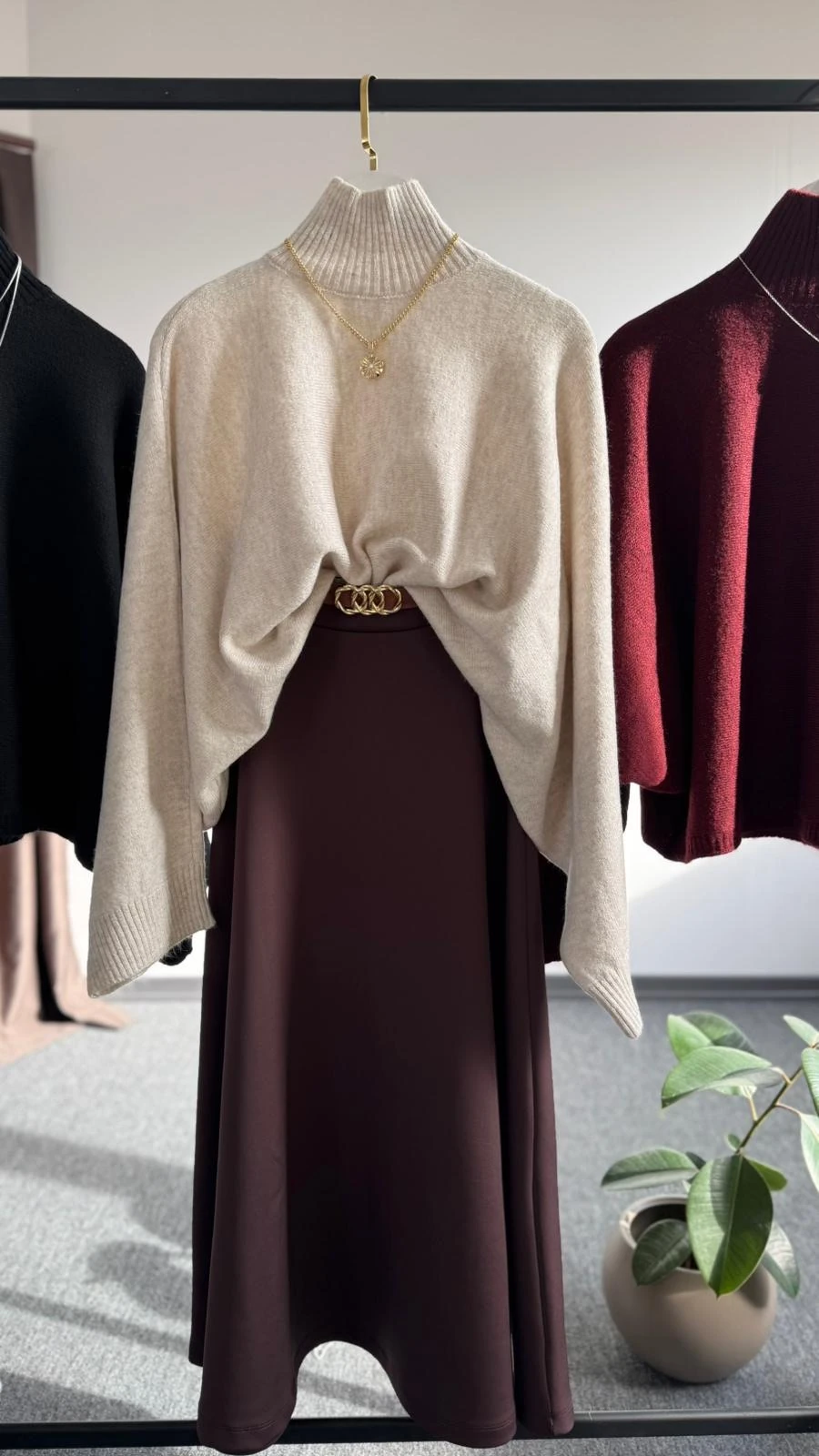 yeni yarasa kol yün kazak krem