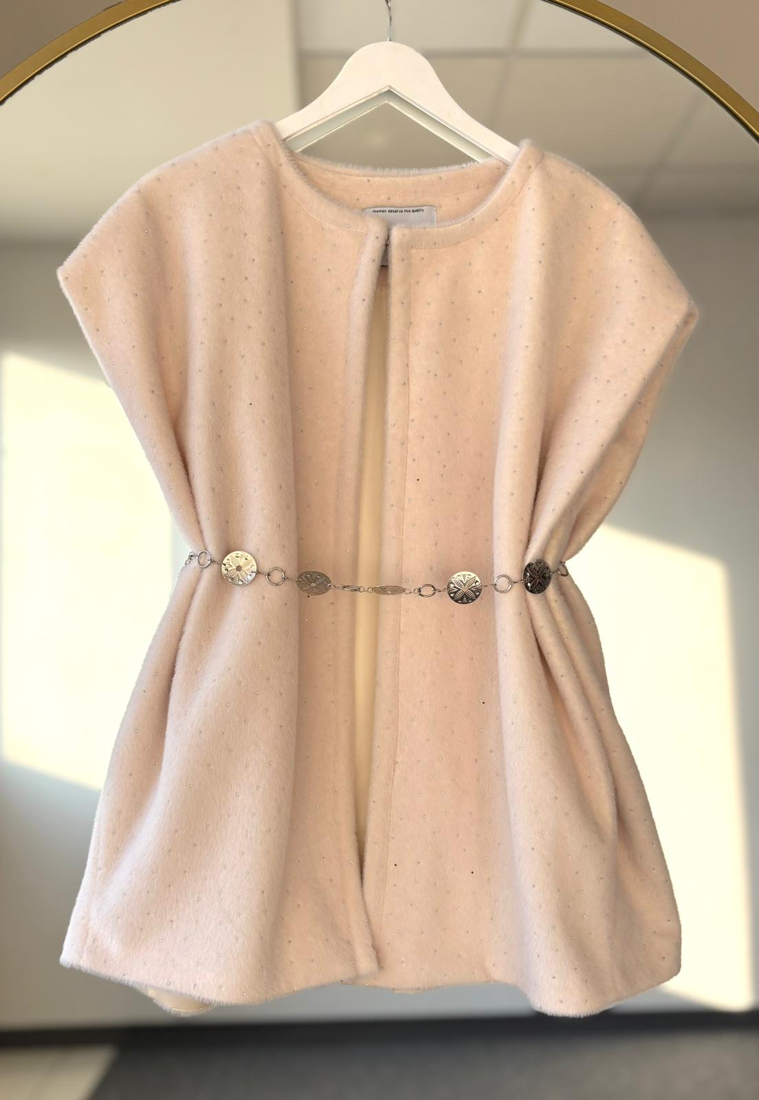 Vanesa diamond detaylı kaşmir yelek Ekru