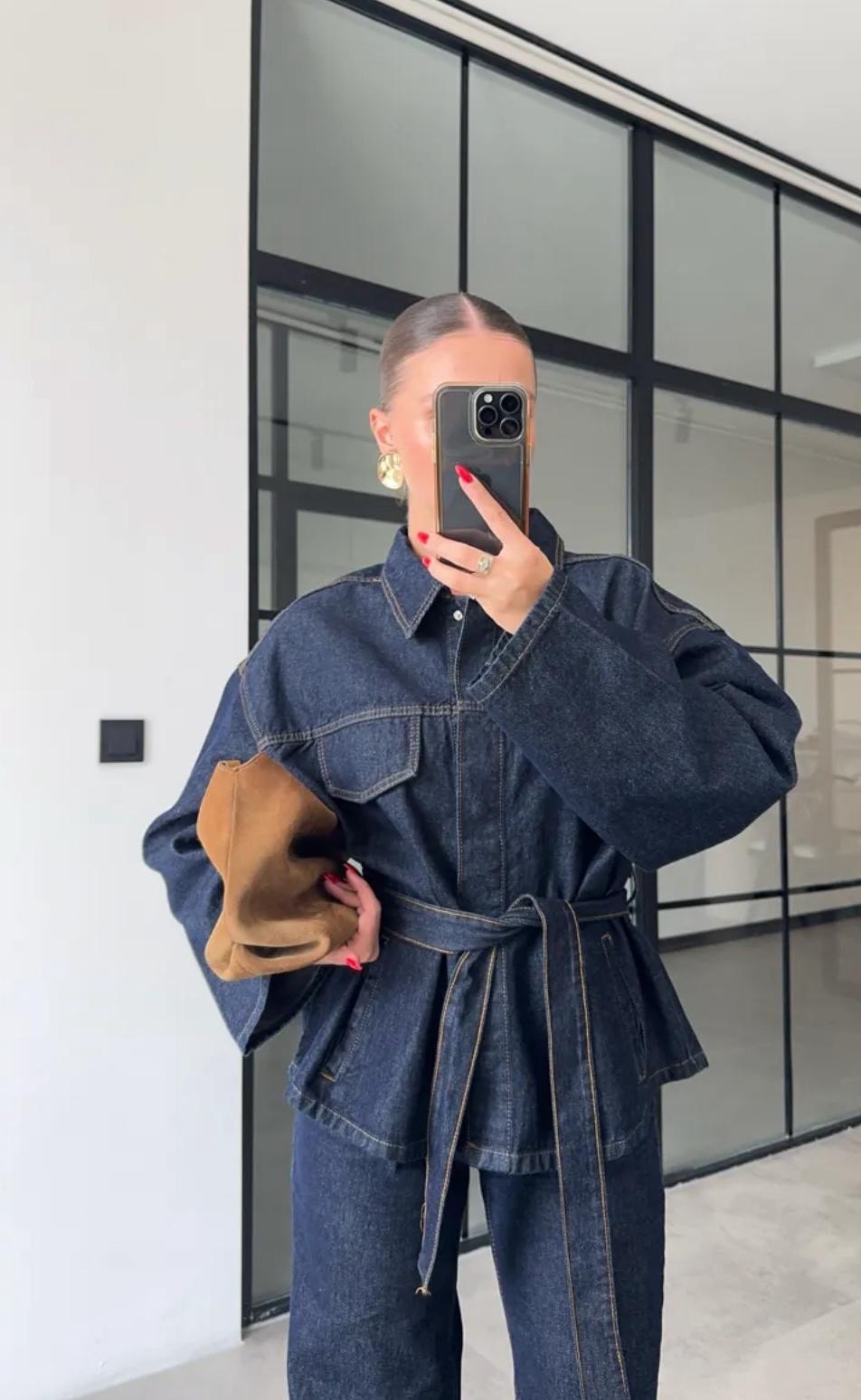 Denim takım bağcıklı