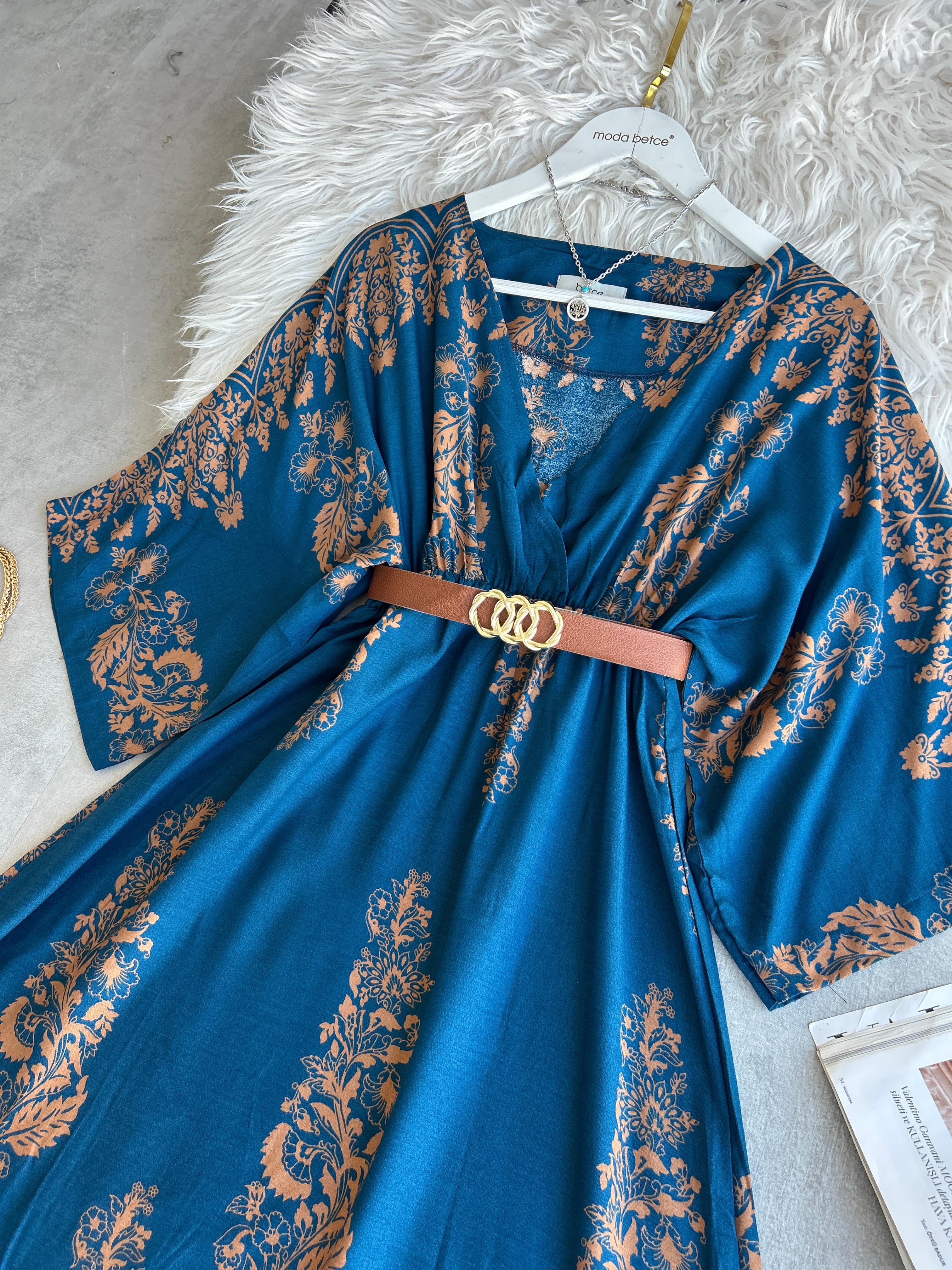 Yeni vintage Elbise Camelli Mavi