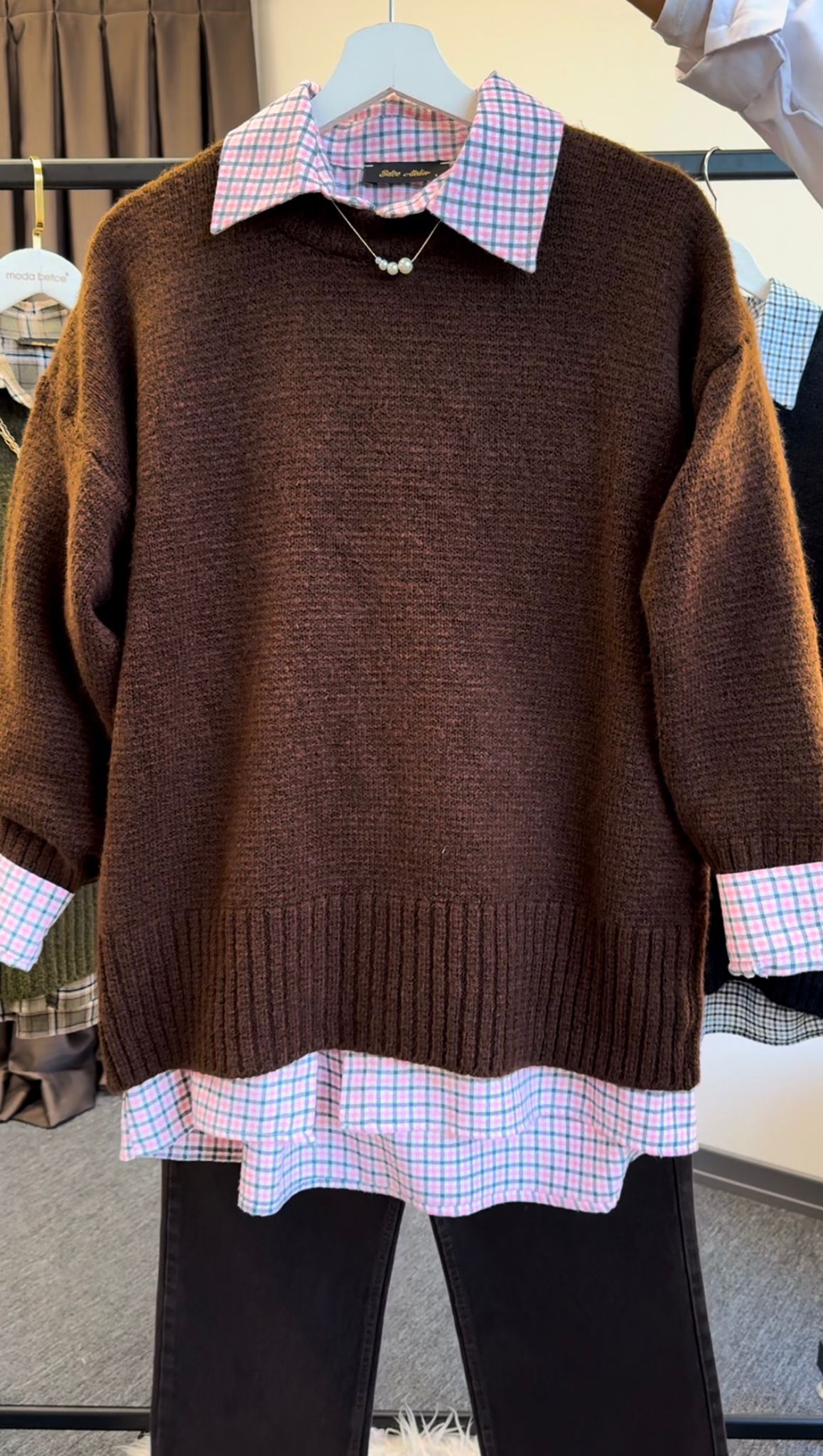 Massm Dutti standart yün kazak kahverengi