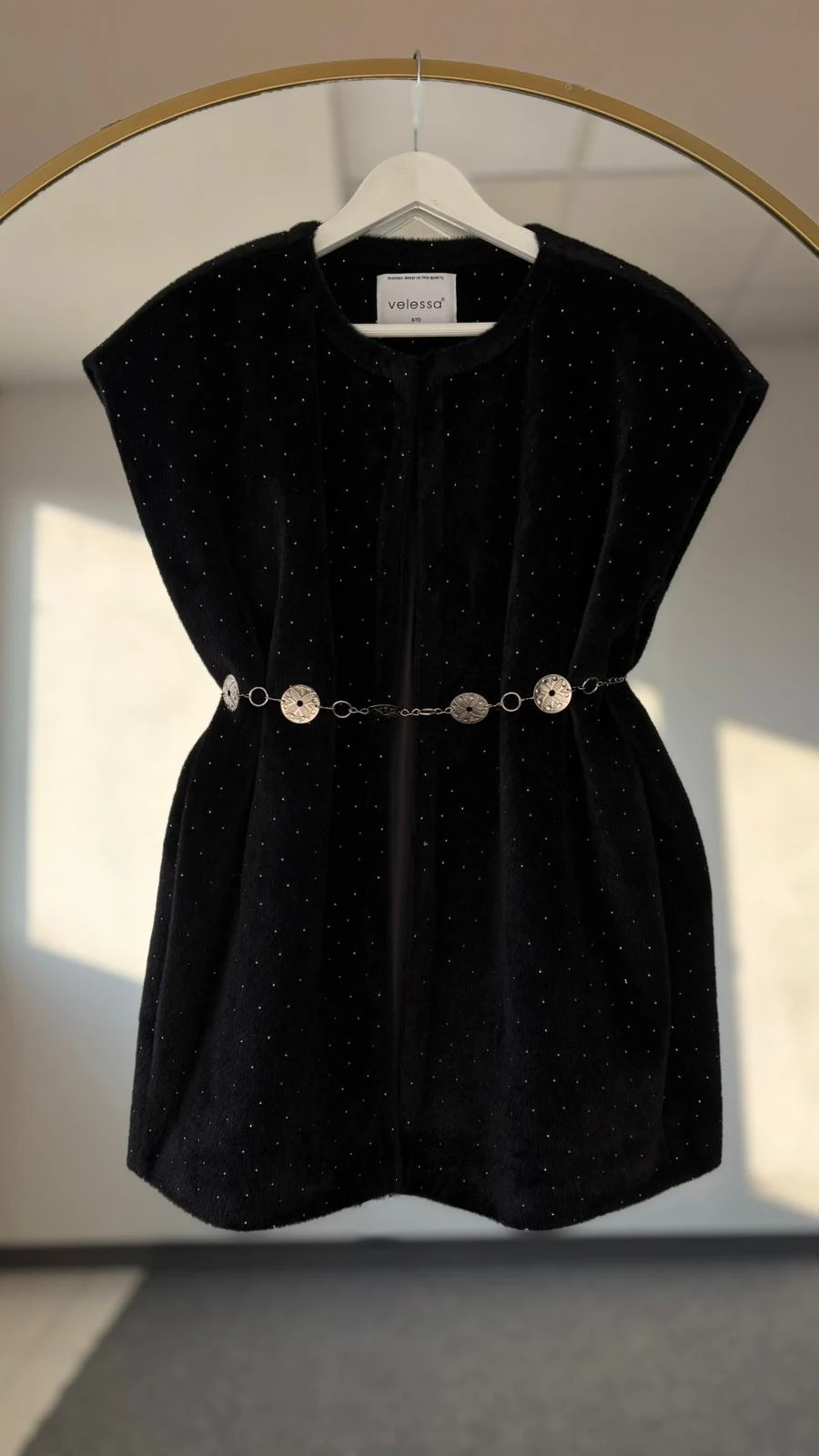 Vanesa diamond detaylı kaşmir yelek Siyah