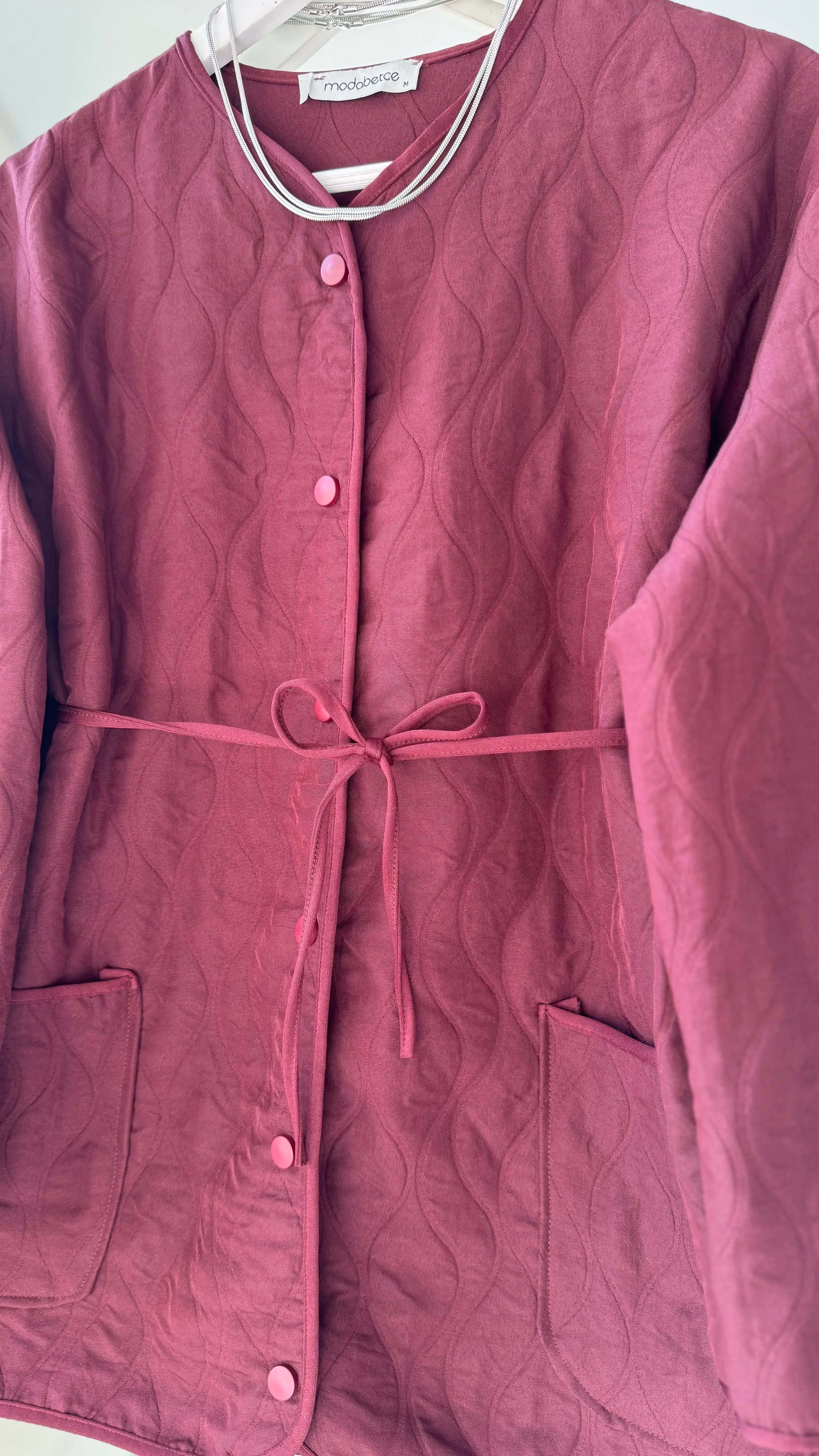 Pera capitone bağcıklı ceket Bordo