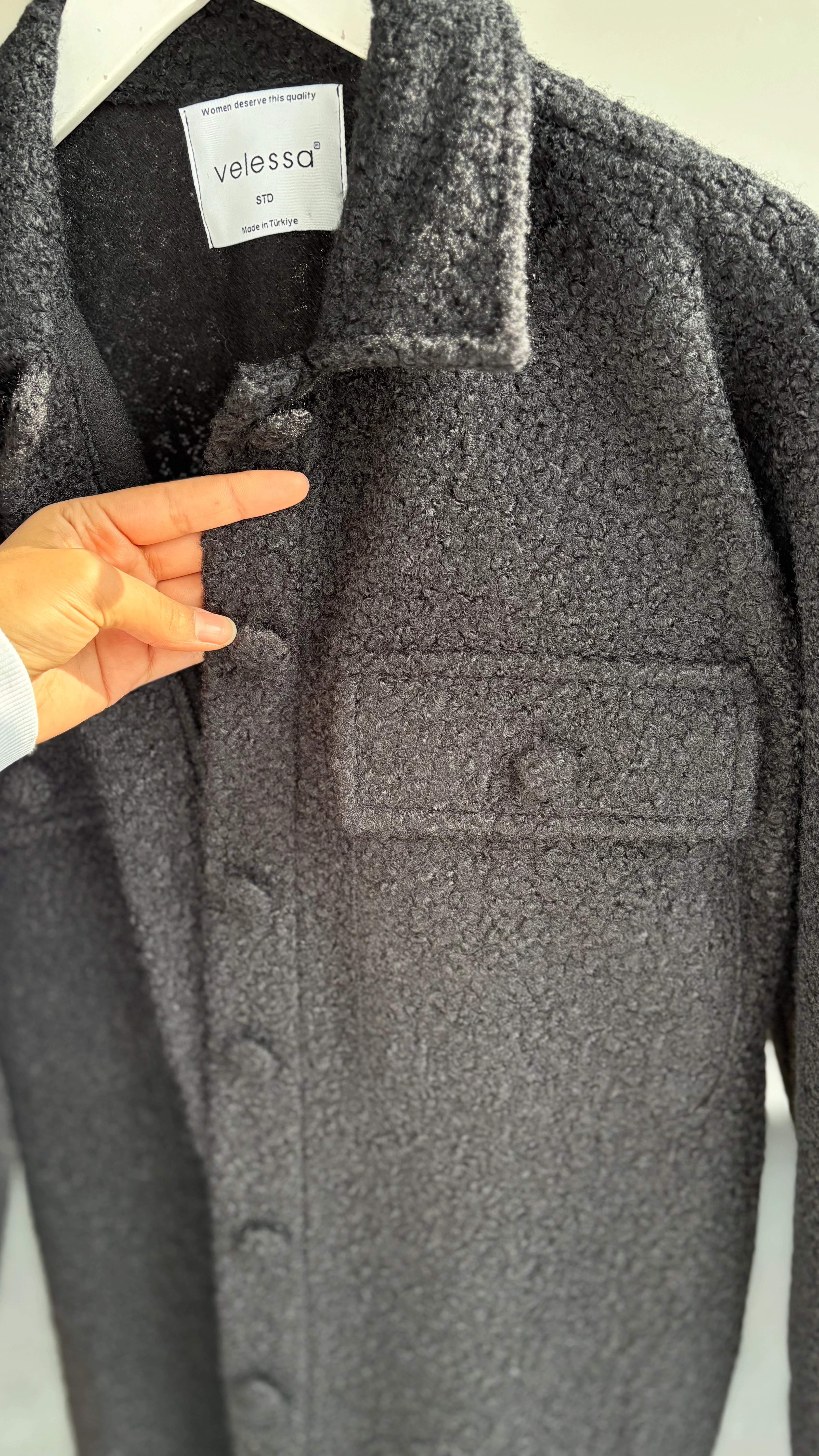 Yeni düz buklet gömlek siyah