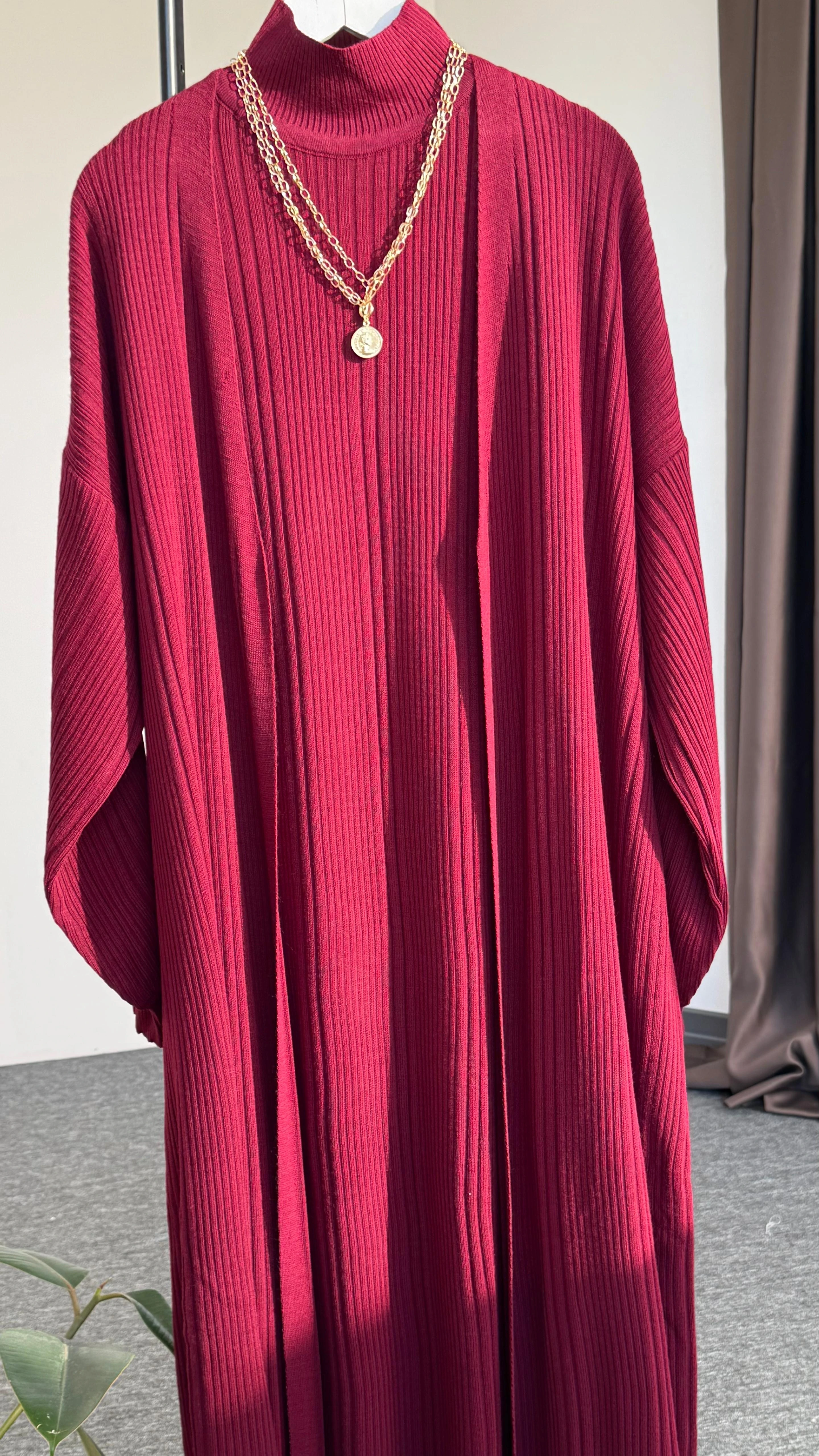 Leila ikili triko takım Bordo