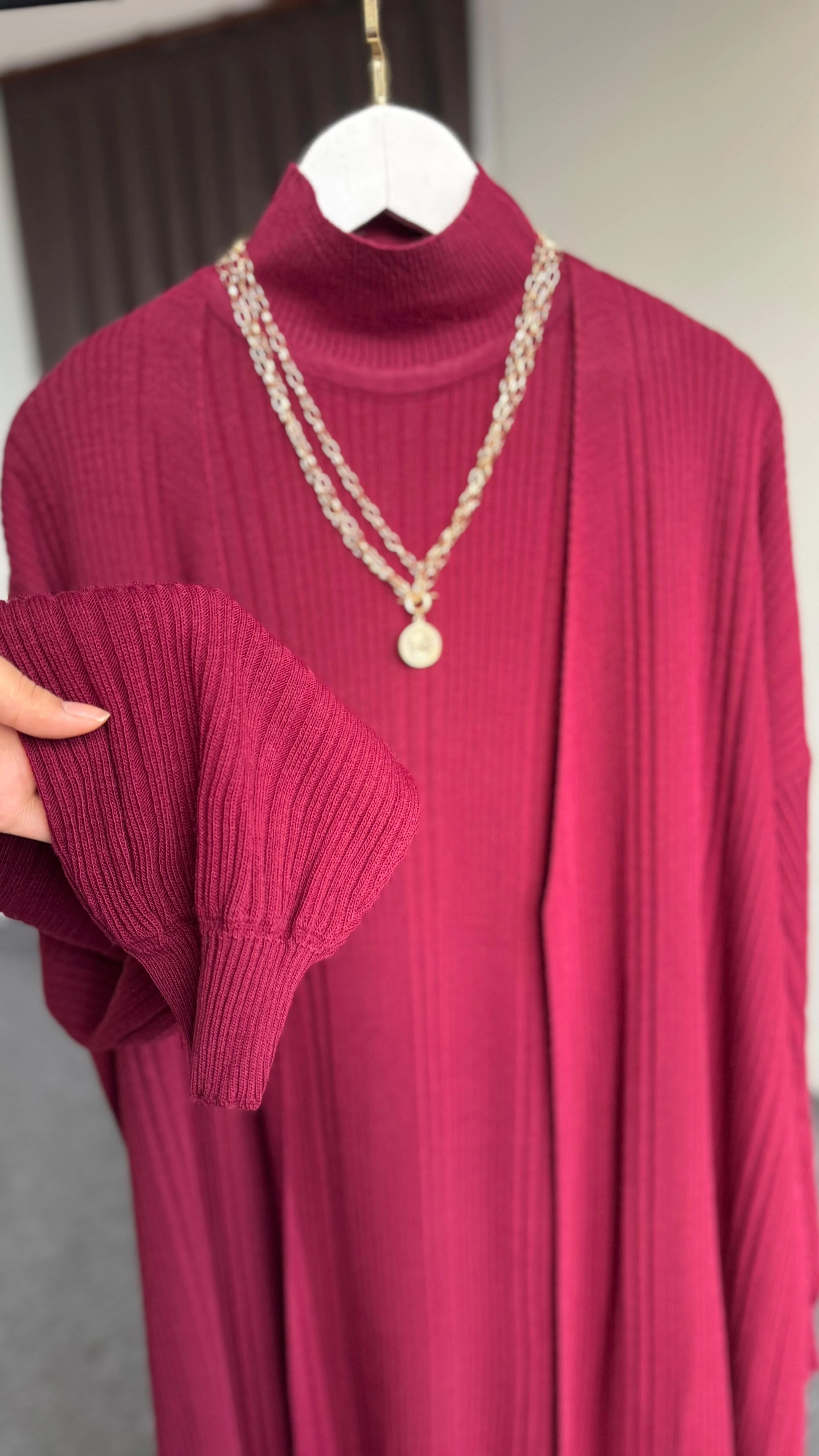 Leila ikili triko takım Bordo