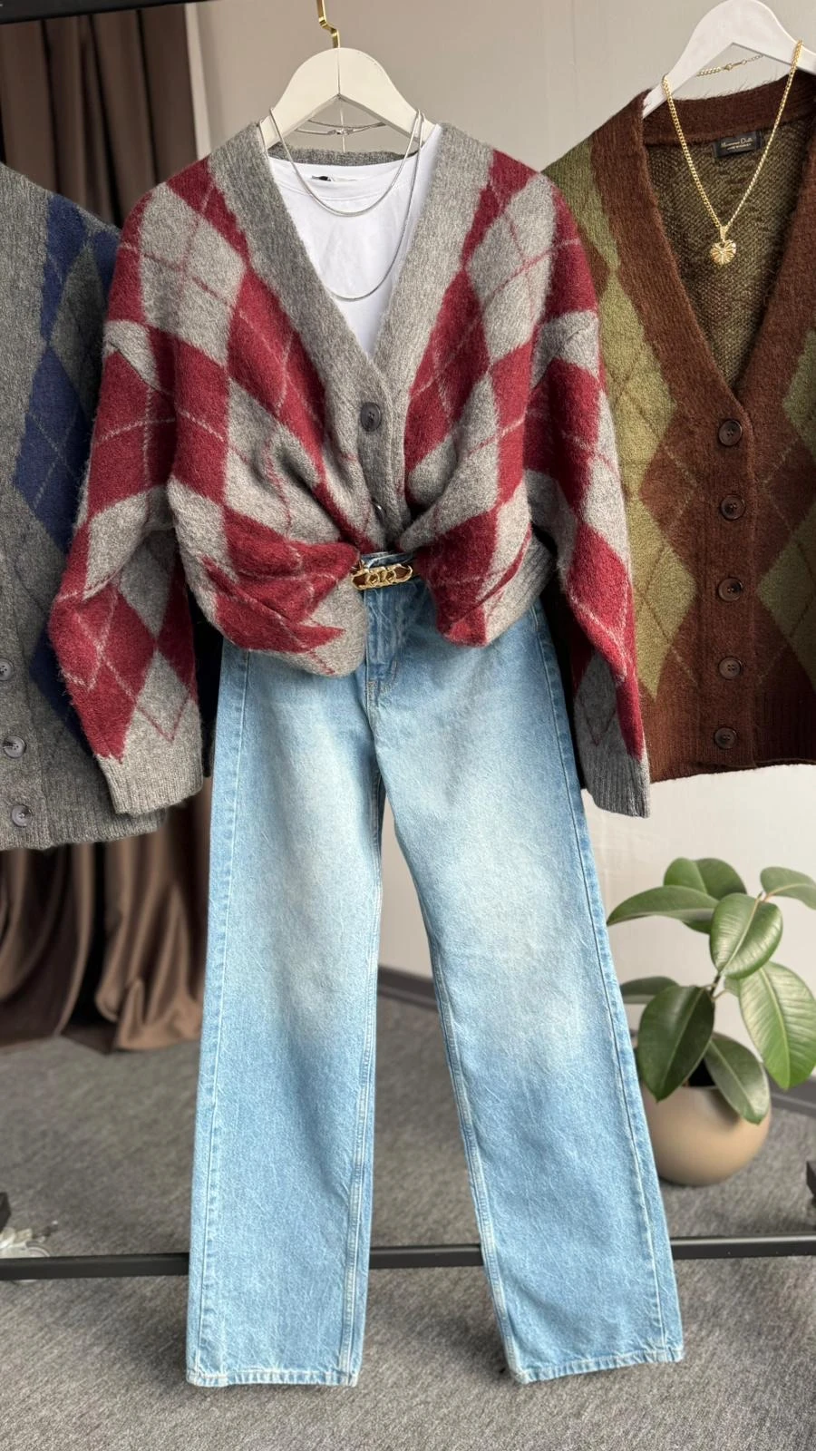 yeni baklava desenli hırka bordo 