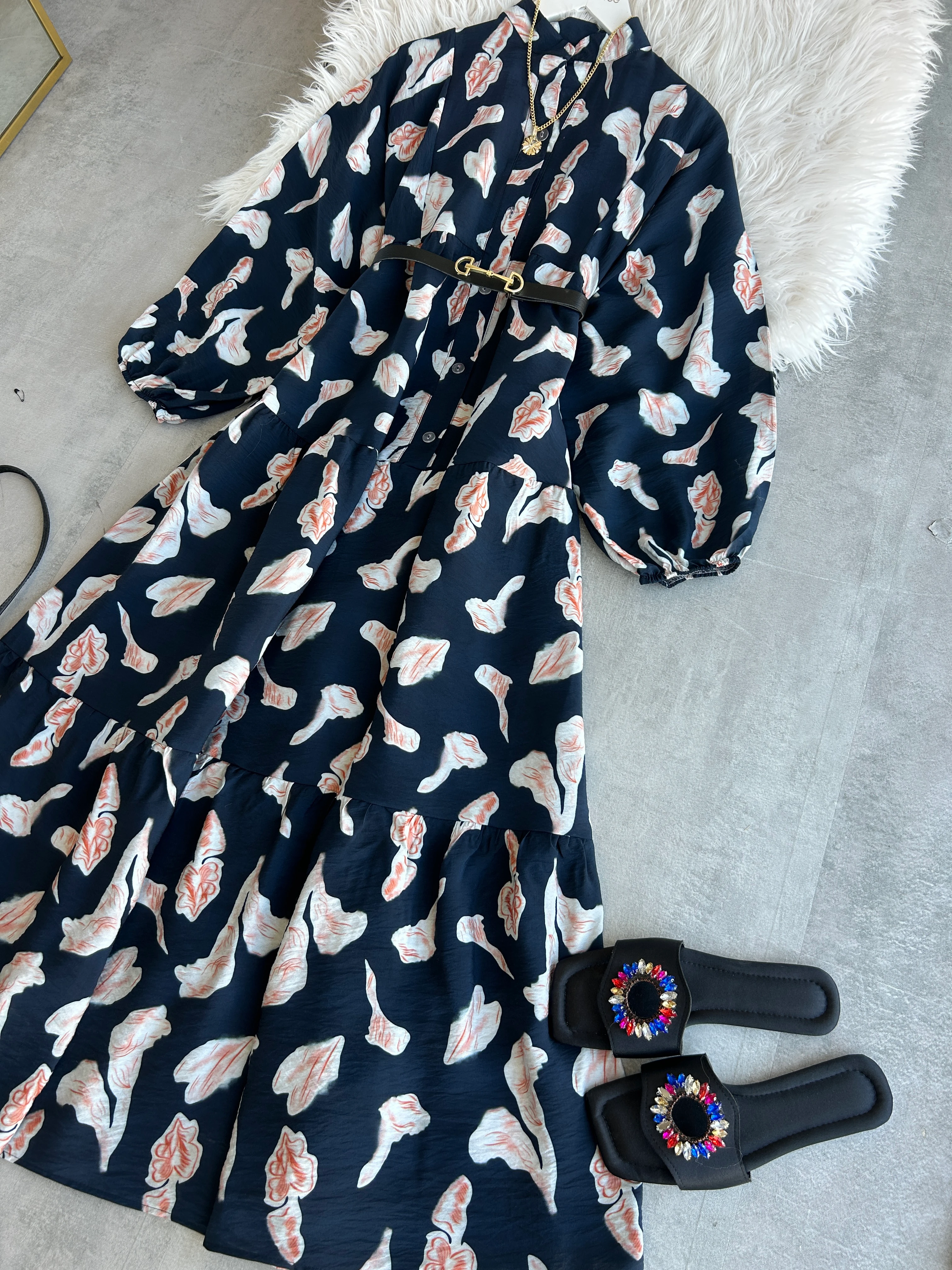 Mango  Katkat Lacivert Elbise 