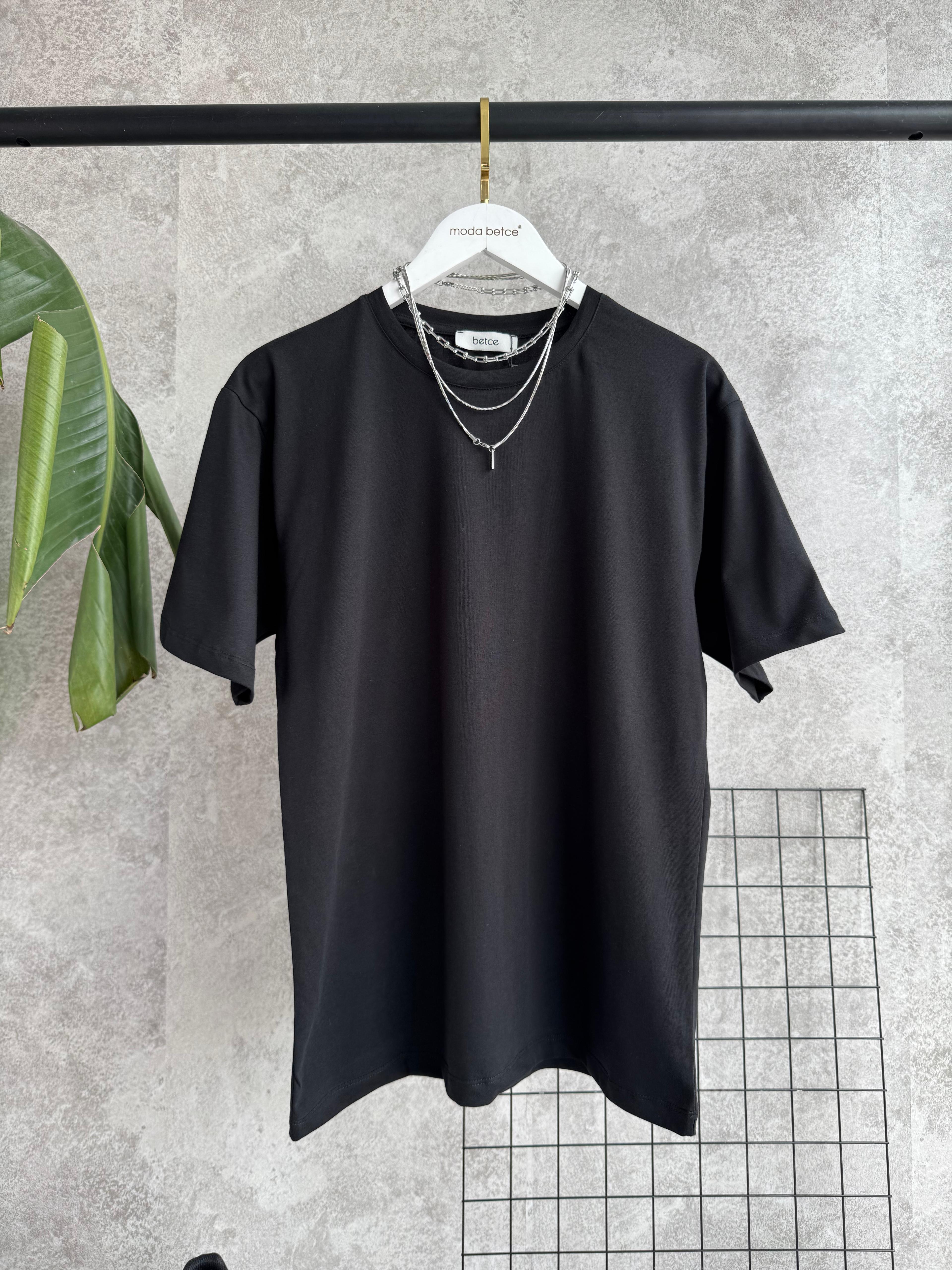 Oversize Basic Siyah Tshirt