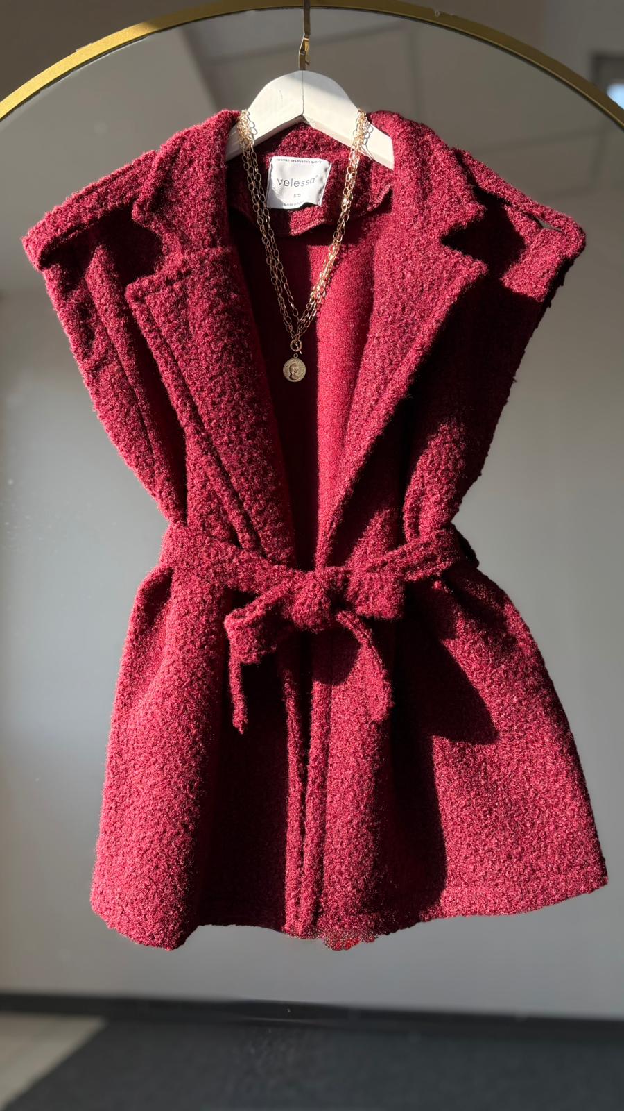 Lora Buklet yelek bordo