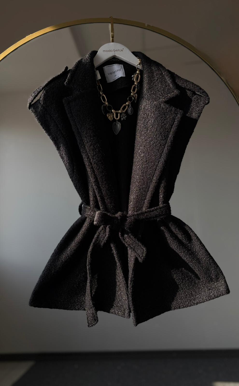 Lora Buklet yelek Siyah