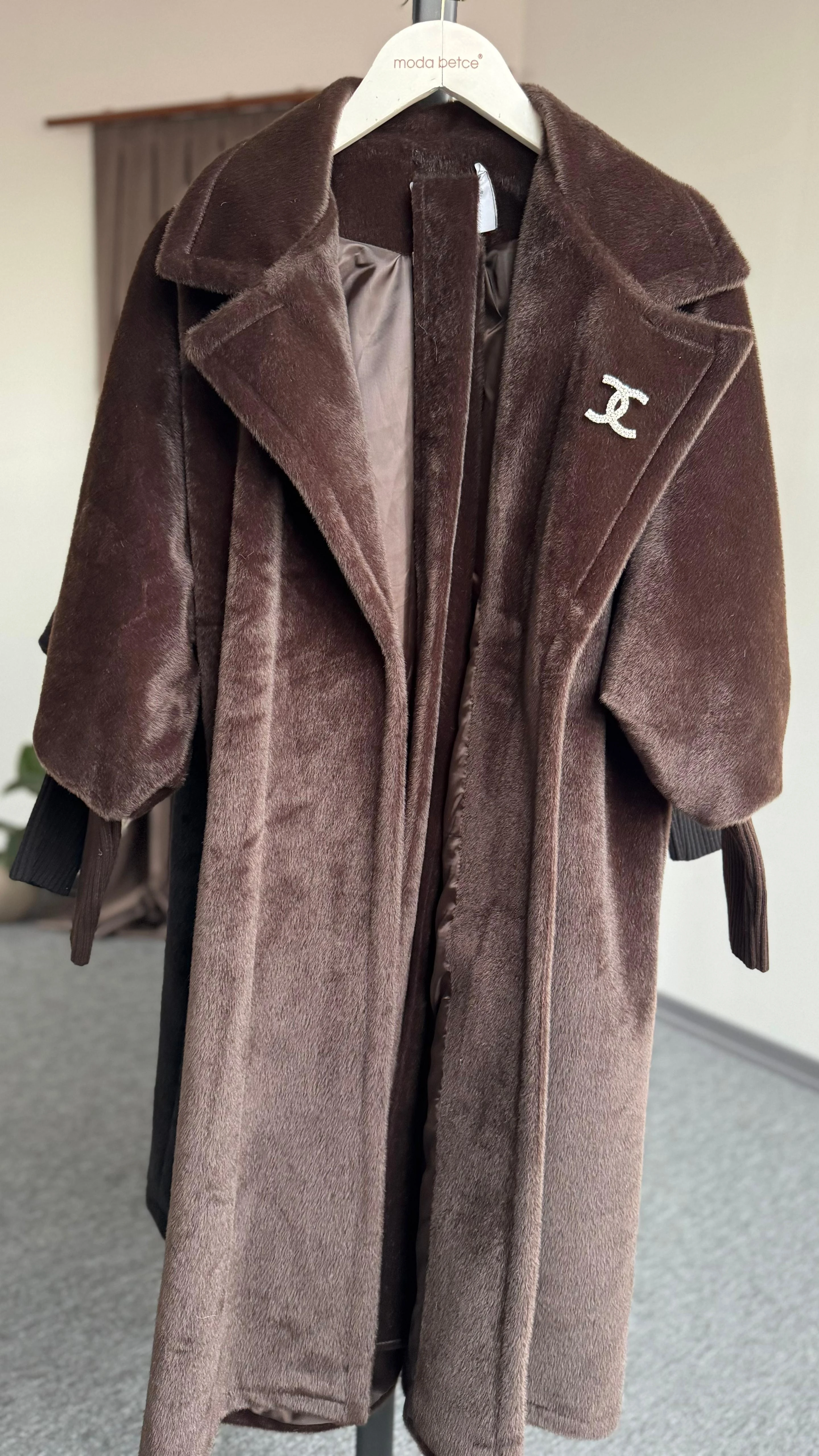 Fox kaşe kaban Kahverengi