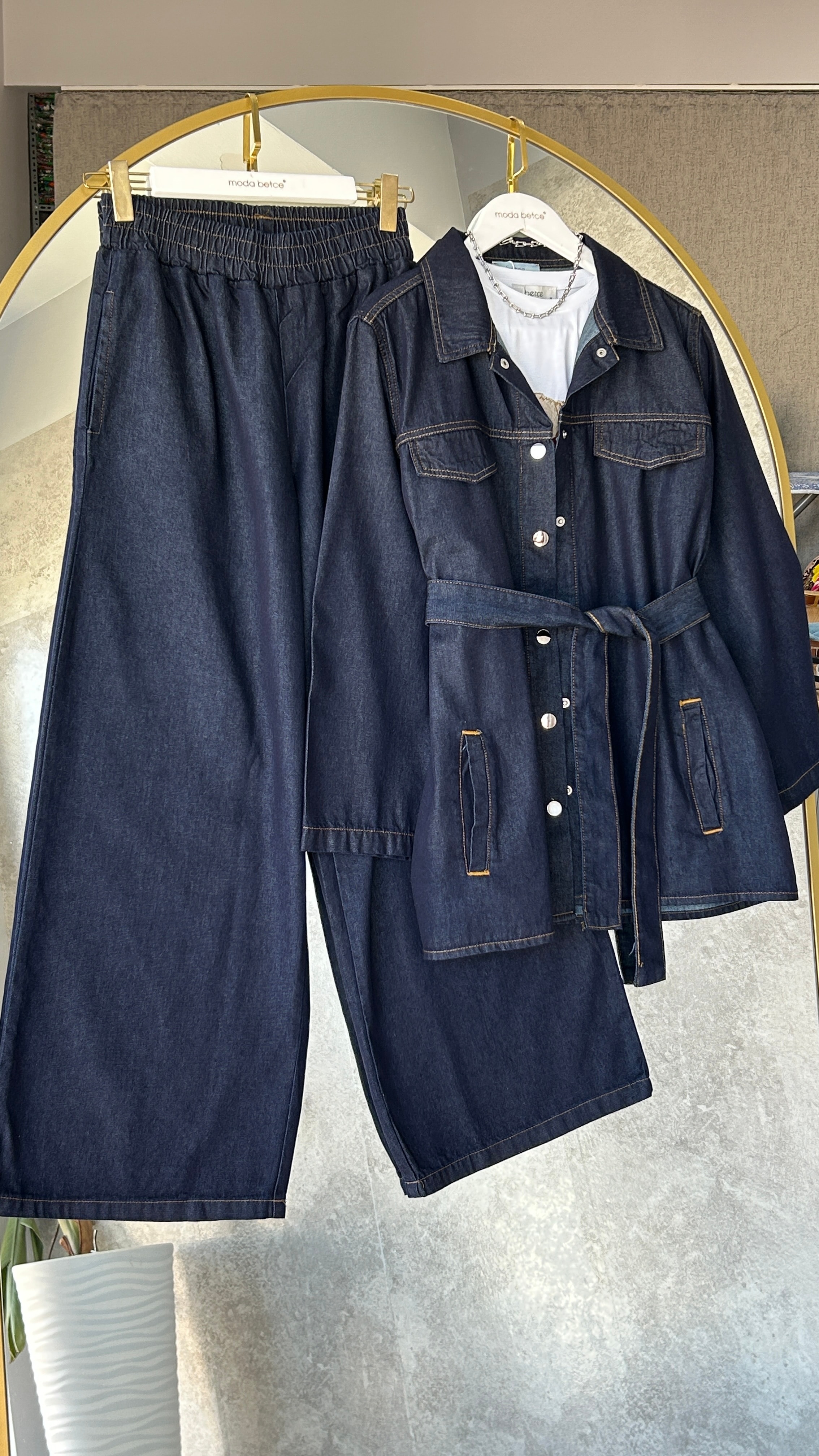 Denim takım bağcıklı