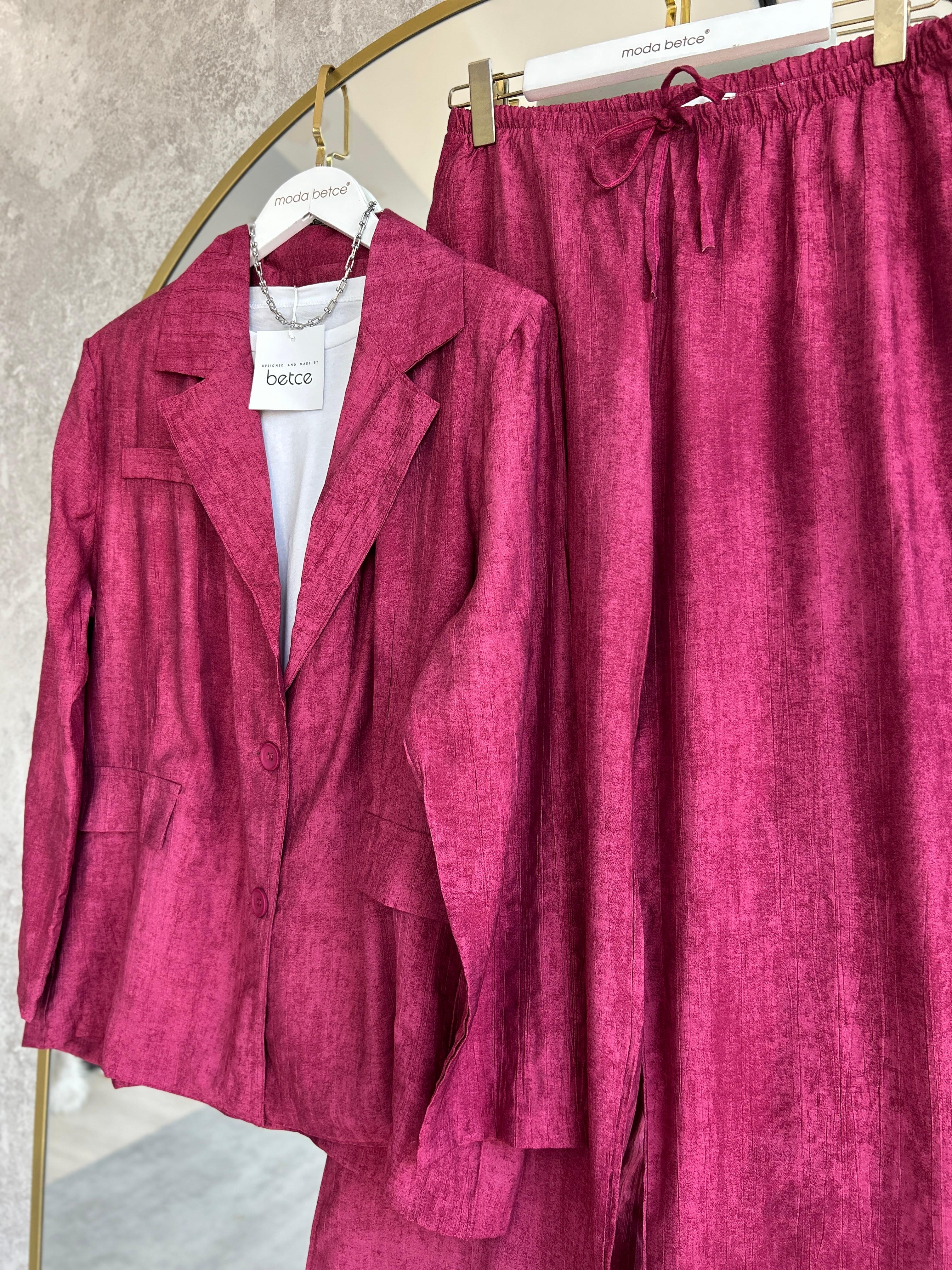 Adel Batik Keten Blazer Takım 