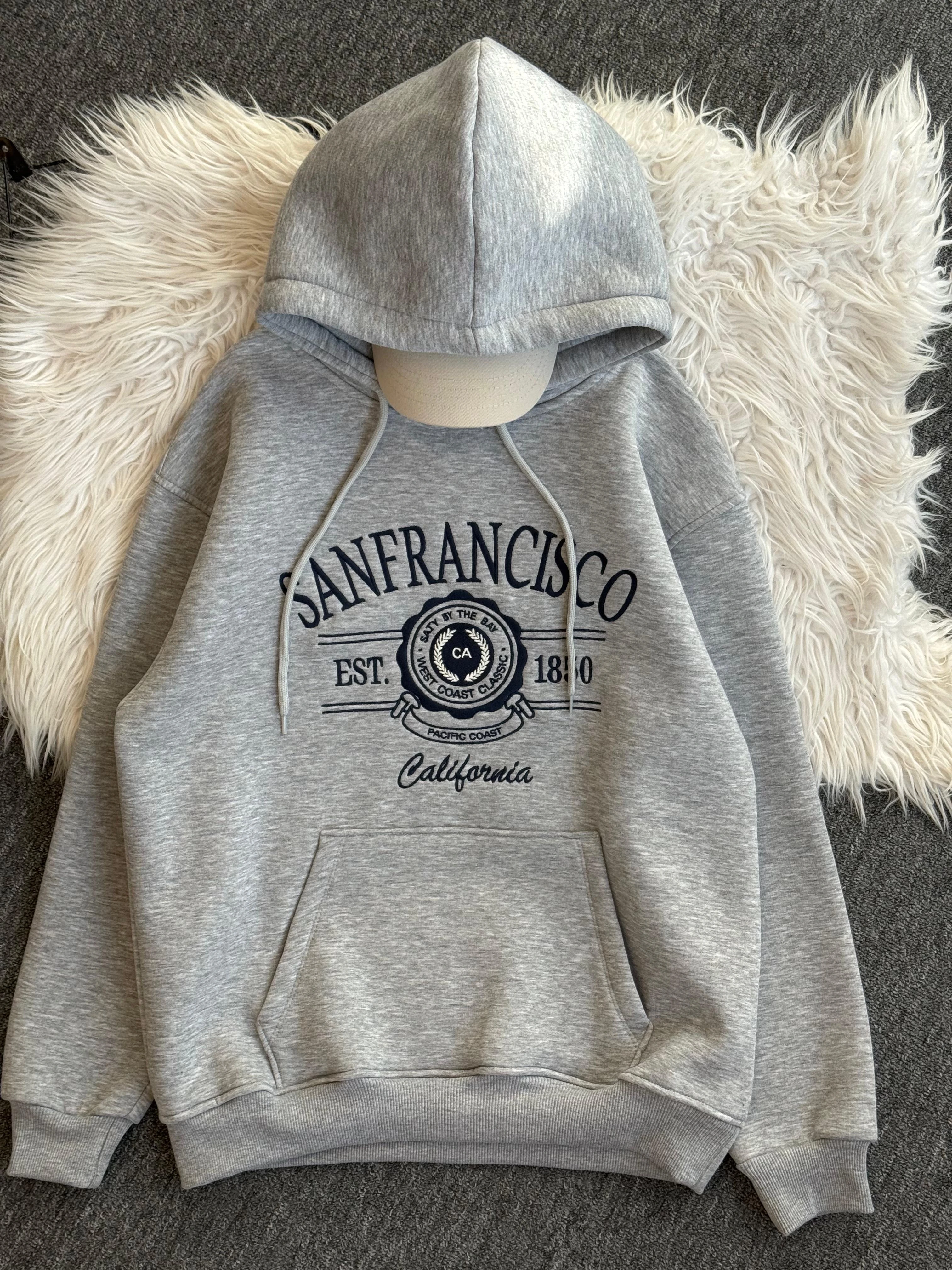 Sanfırancısco nakışlı sweatshirt Gri