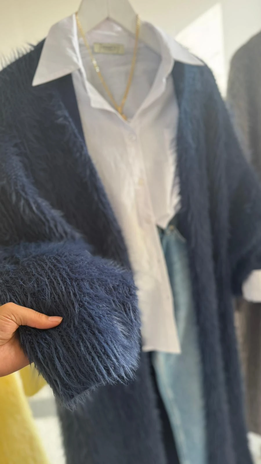 Defile uzum hırka lacivert