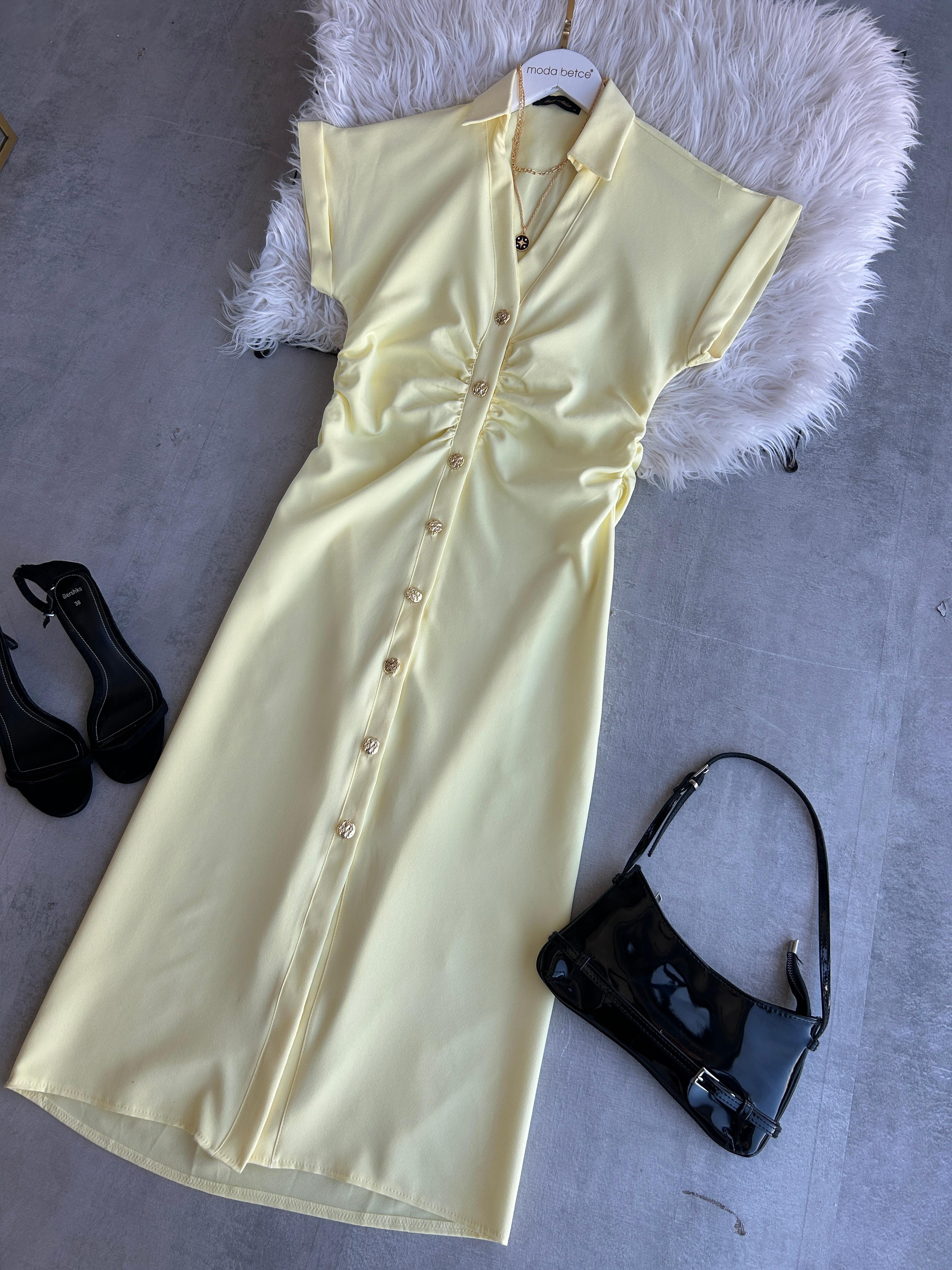 Laura Gold düğmeli Sarı