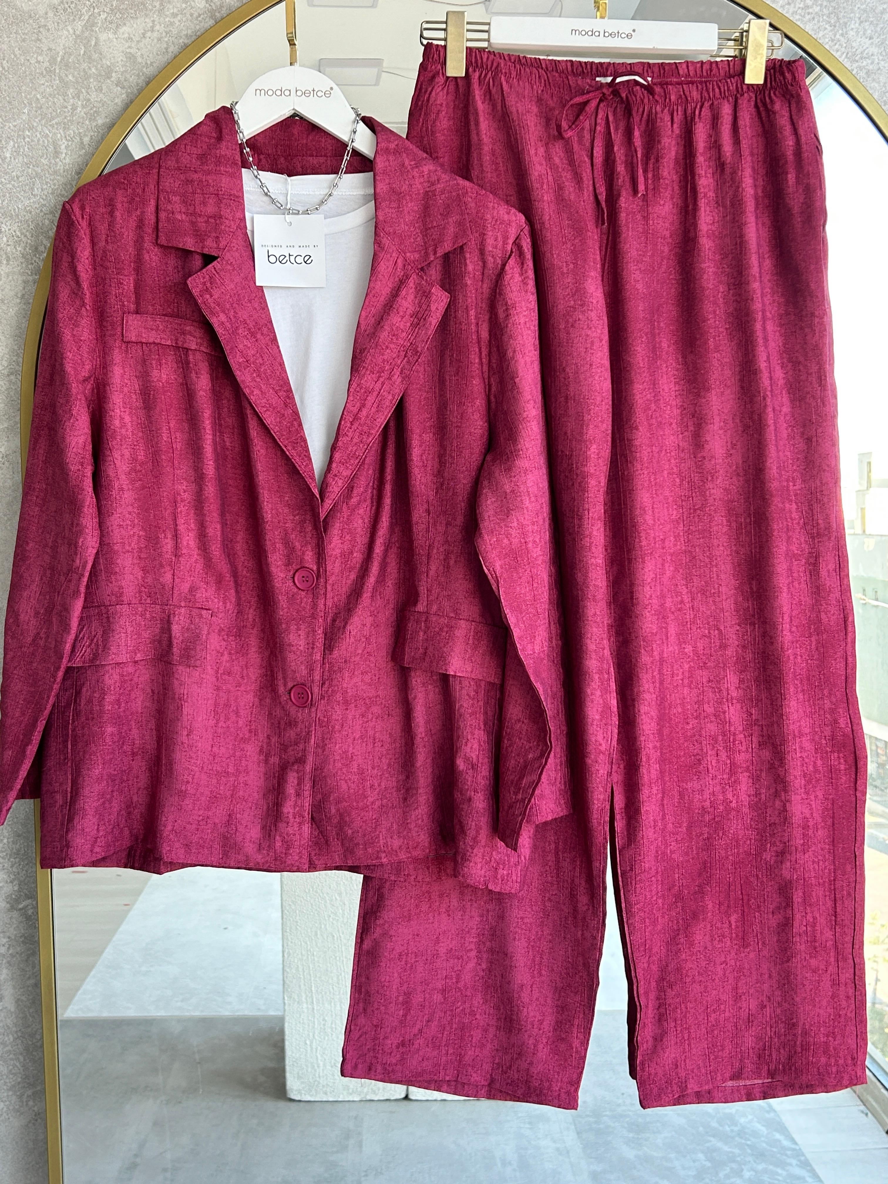 Adel Batik Keten Blazer Takım 
