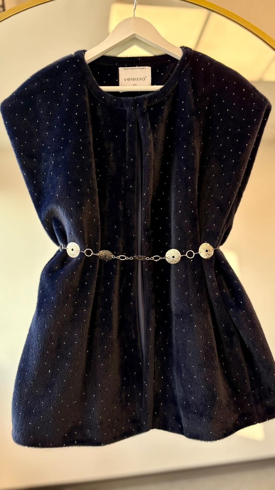 Vanesa diamond detaylı kaşmir yelek Lacivert